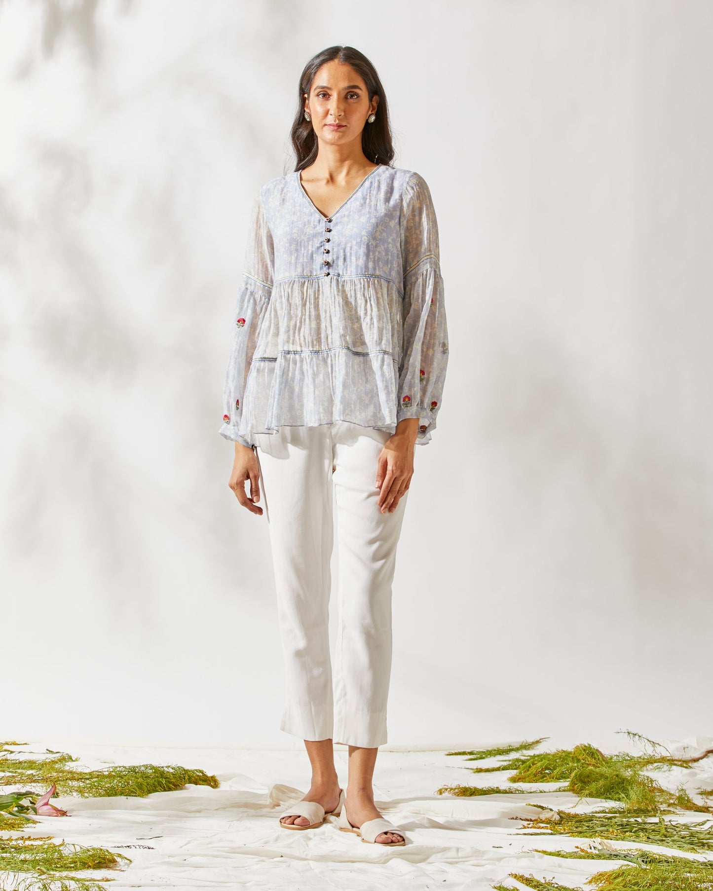 MIRROR WORK TIERED TOP