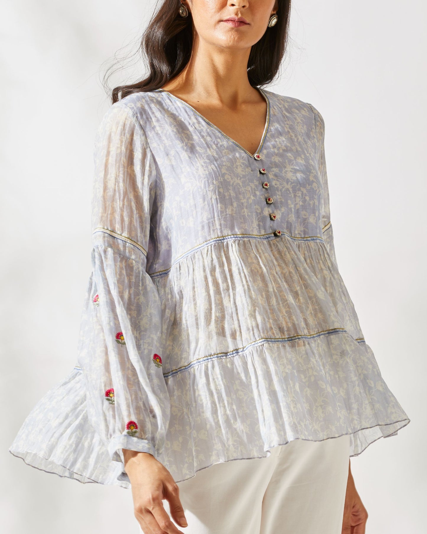MIRROR WORK TIERED TOP
