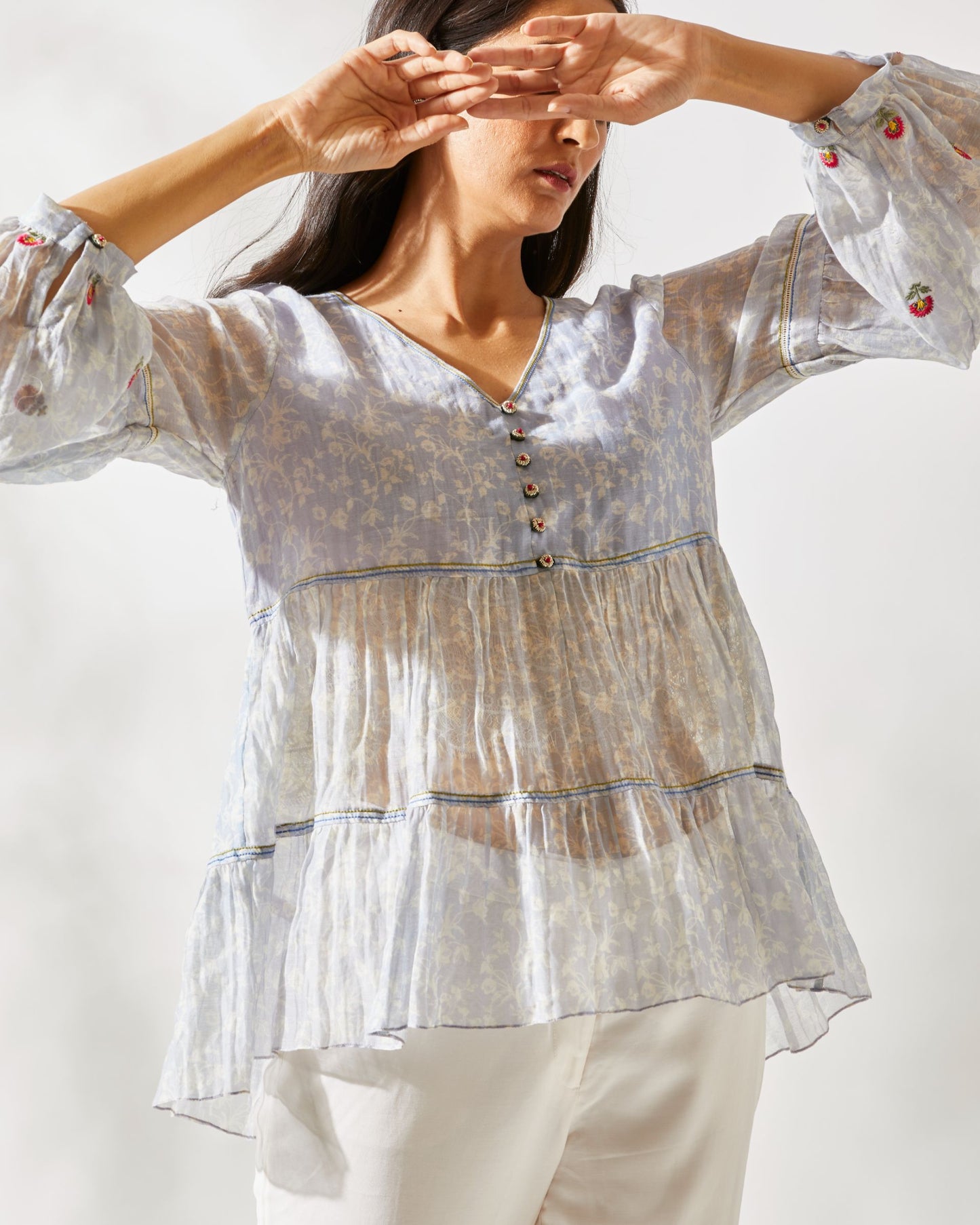 MIRROR WORK TIERED TOP