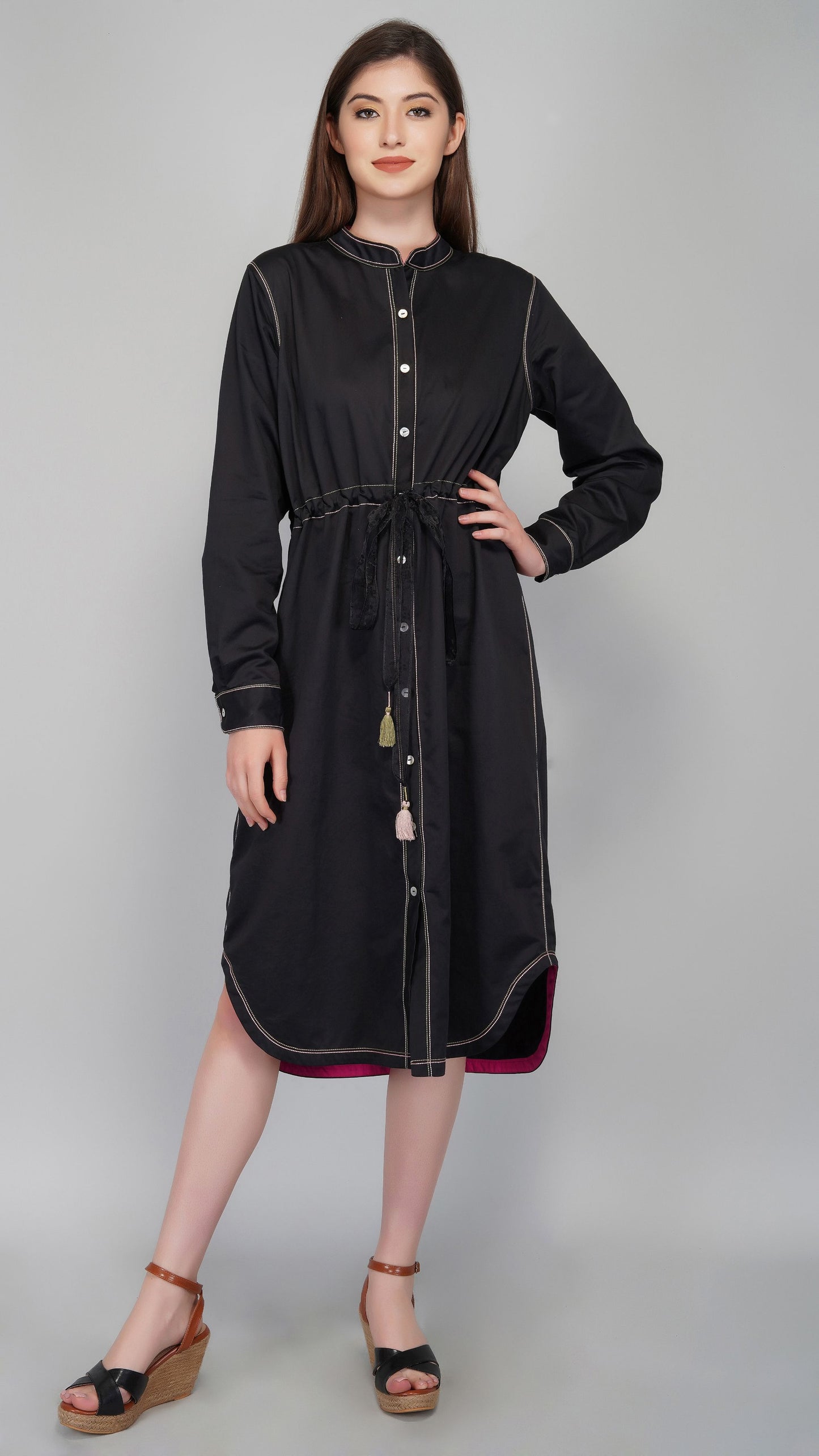 BLACK SHIRT DRESS