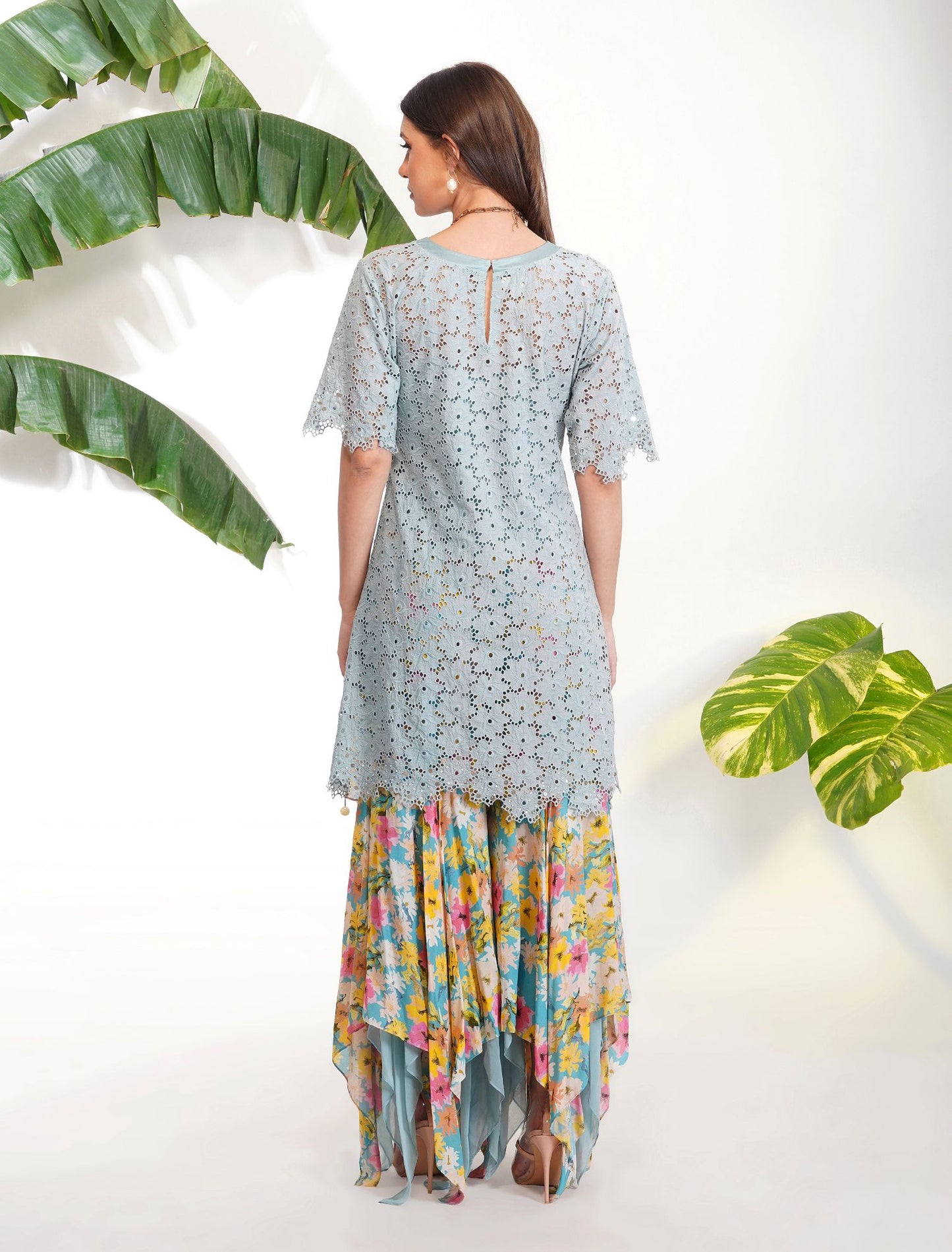 SUMMER PRINT BELTED GARARA SET