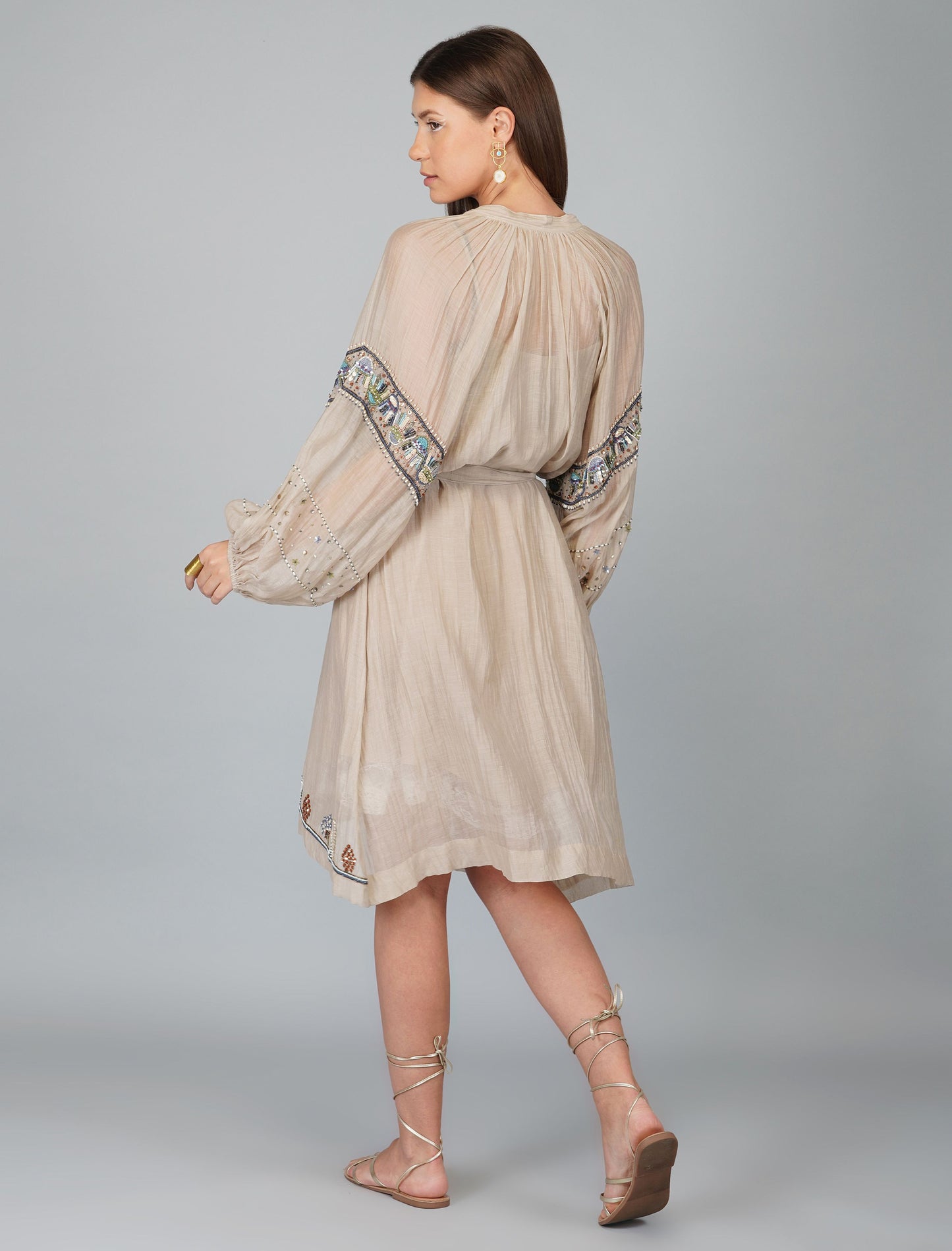 SEQUIN FLOWER BIG SLEEVE DRESS