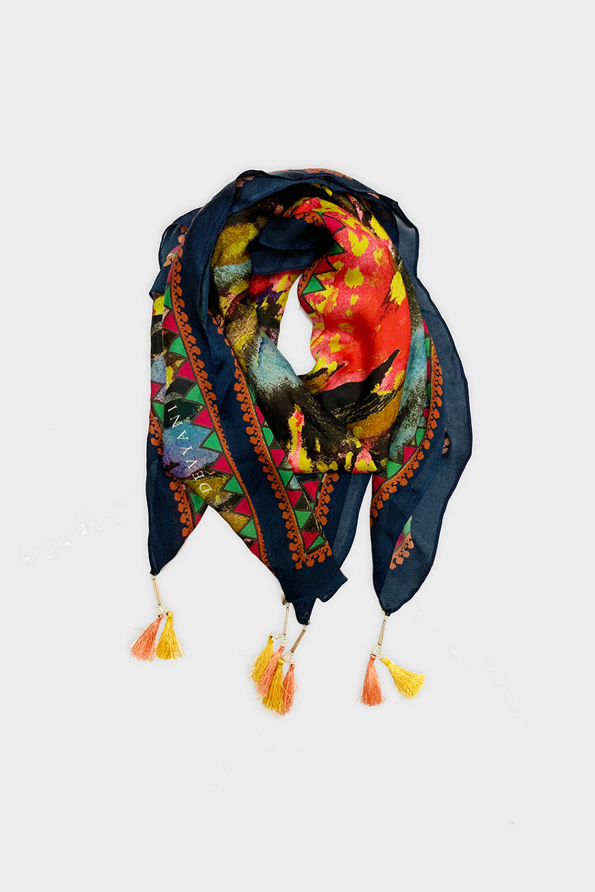 ABSTRACT PRINT SATIN SCARF