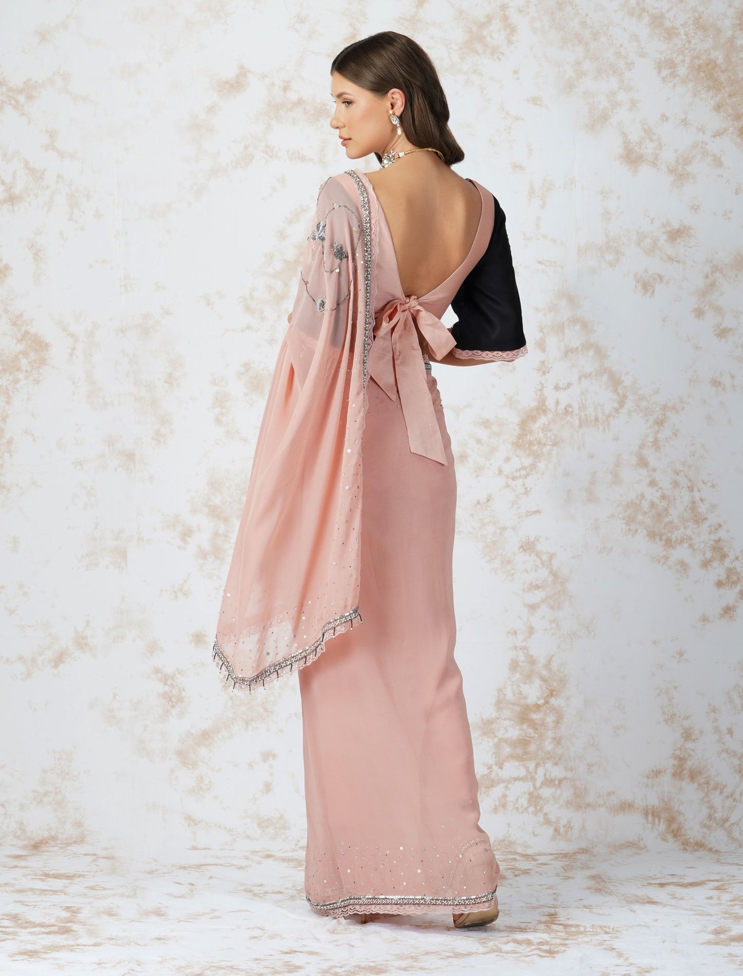 BEADED FLOWER ASYMMETRIC KURTA SET