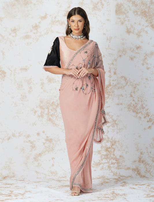 BEADED FLOWER ASYMMETRIC KURTA SET