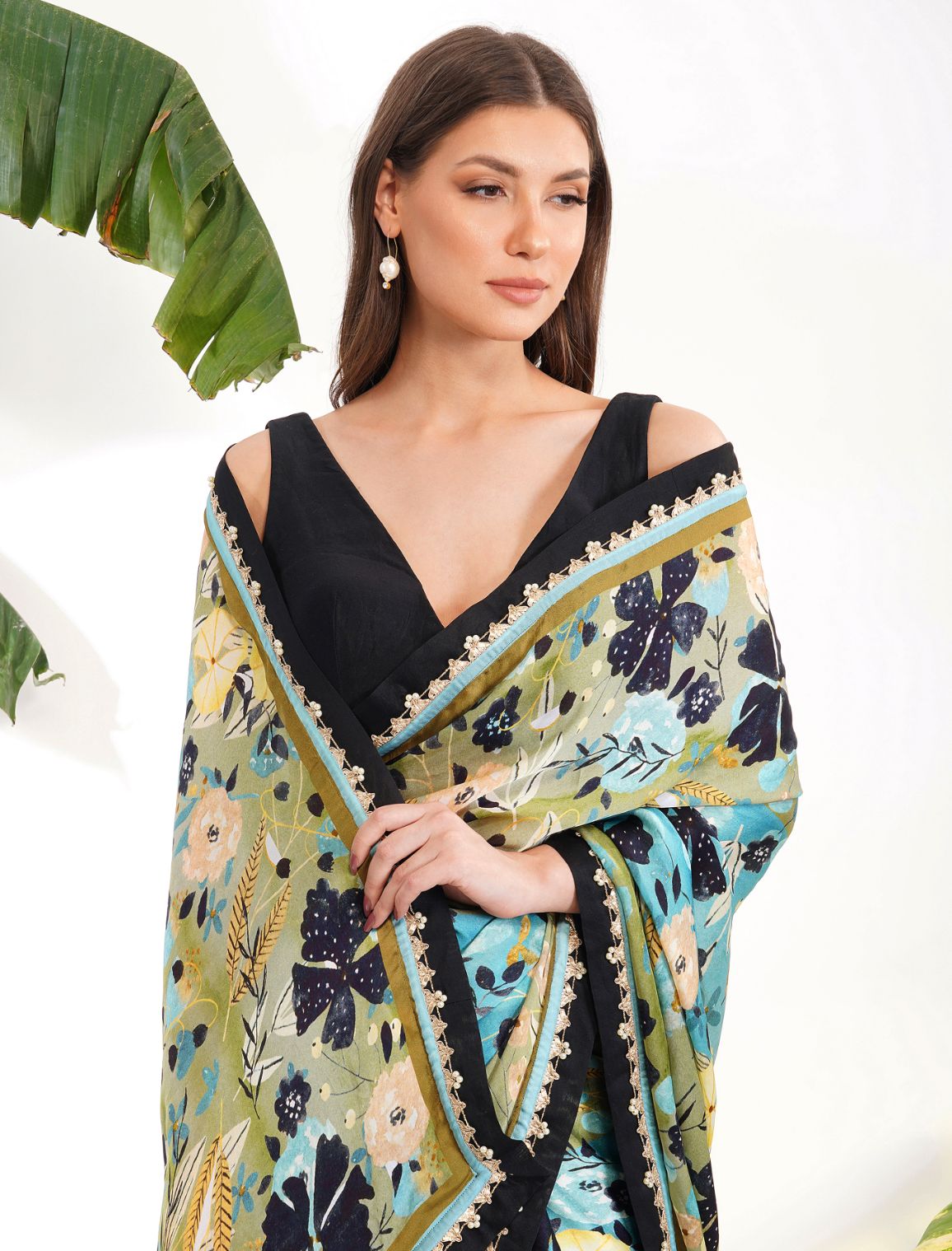 BLUE PRINT SAREE SET