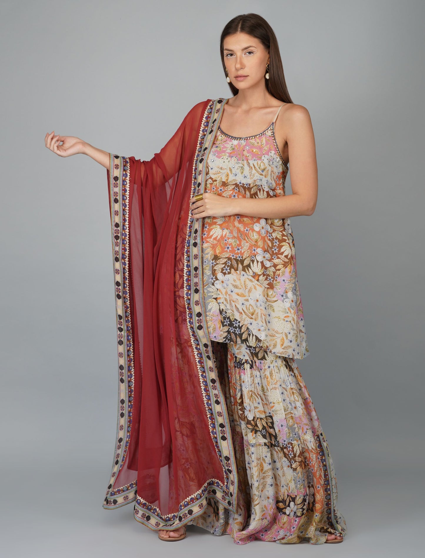 MELANGE PRINT GARARA SET
