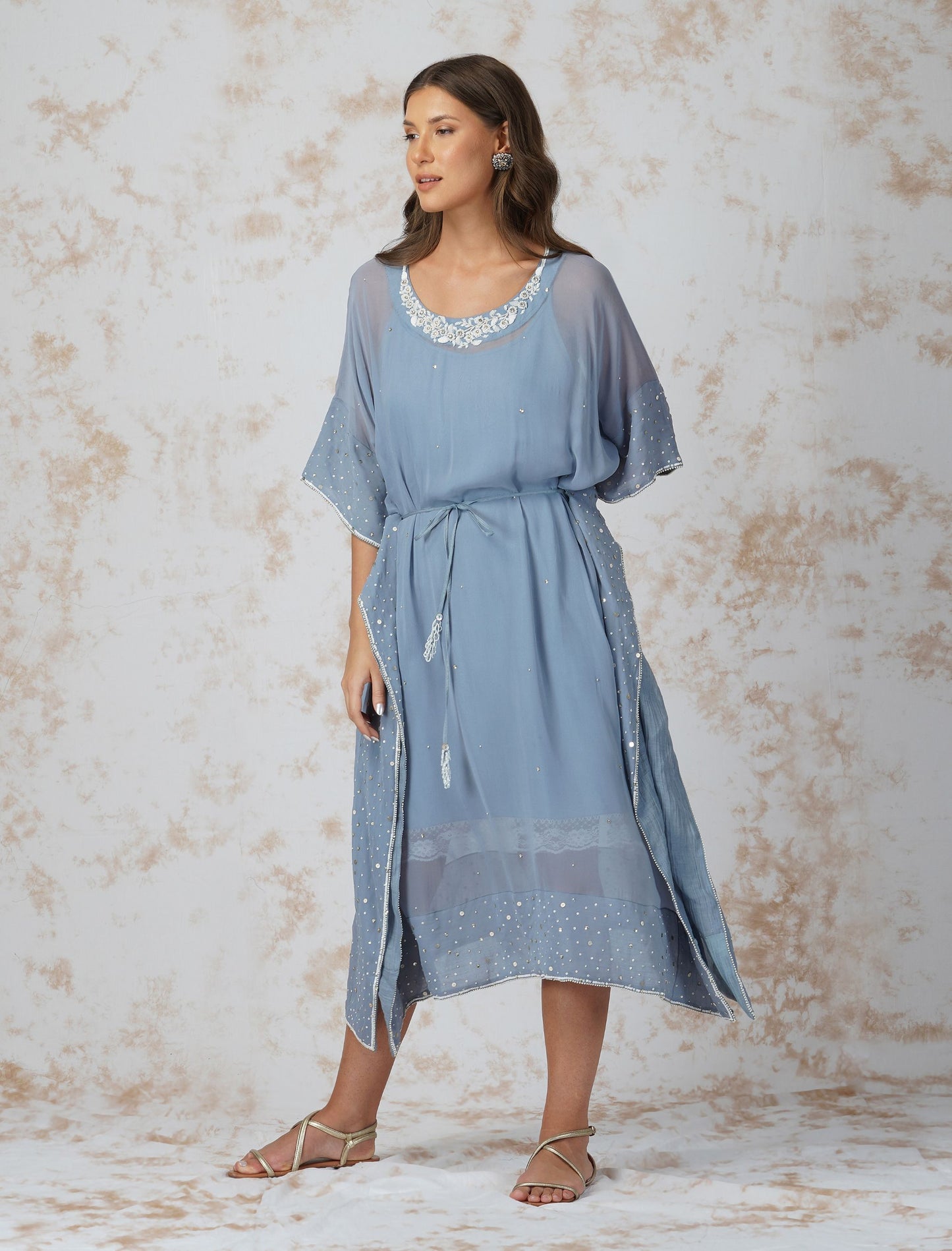 BAROQUE WORK PIGEON BLUE KAFTAN