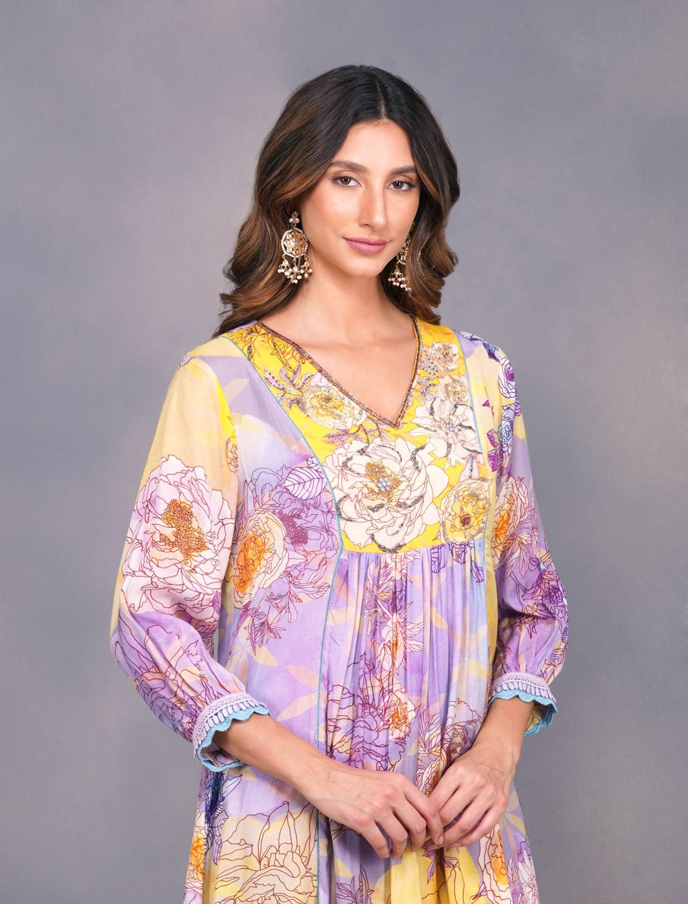 BIG FLOWER PRINT TUNIC SET
