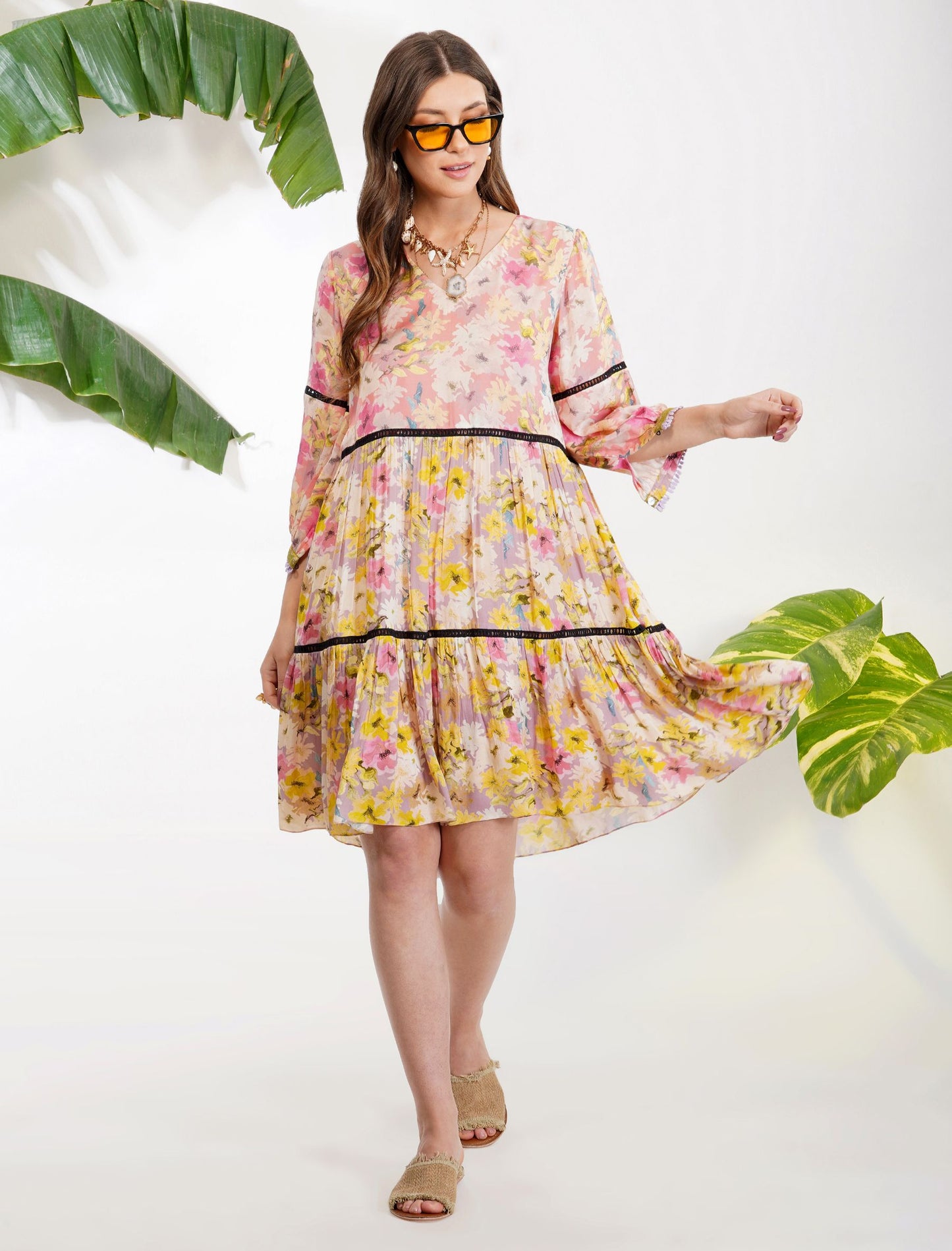 SUMMER PRINT TIERED DRESS