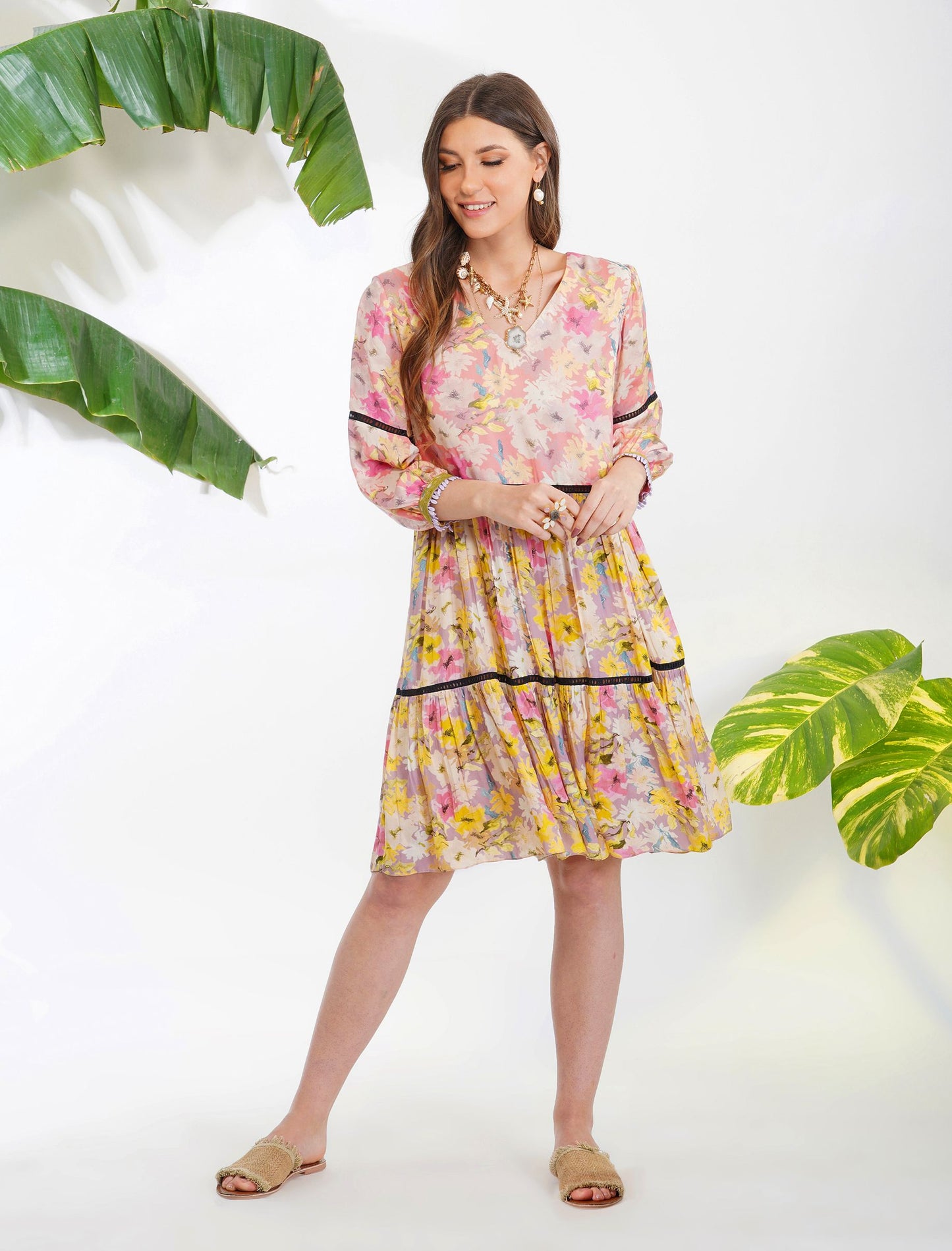 SUMMER PRINT TIERED DRESS