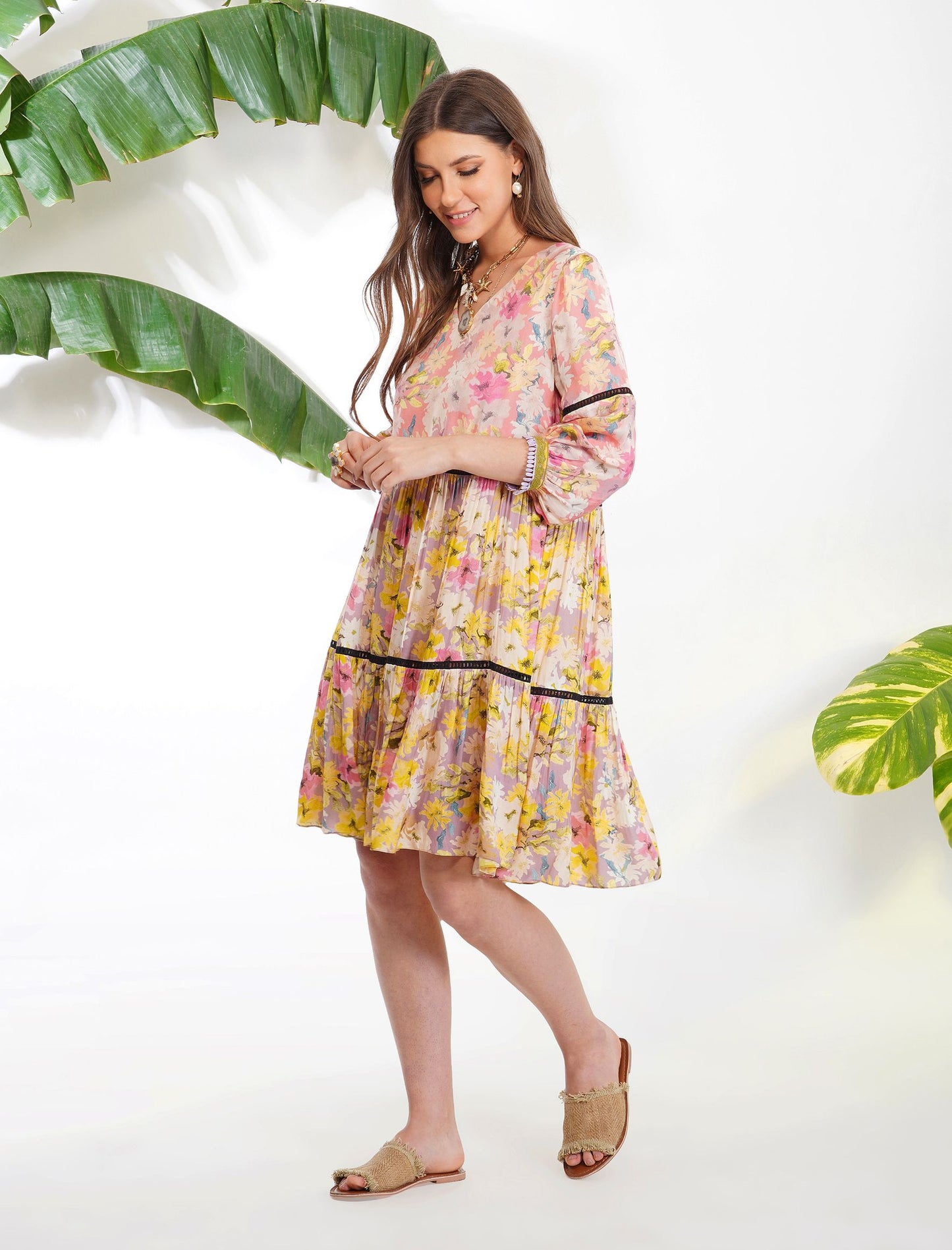 SUMMER PRINT TIERED DRESS