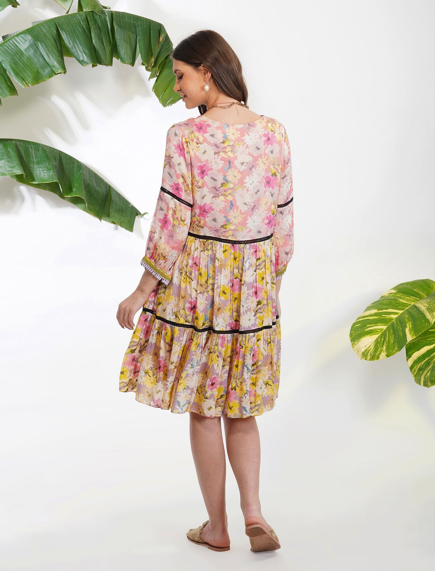 SUMMER PRINT TIERED DRESS