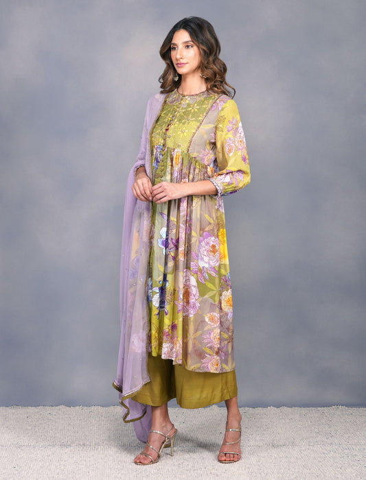 BIG FLOWER PRINT ANARKALI SET