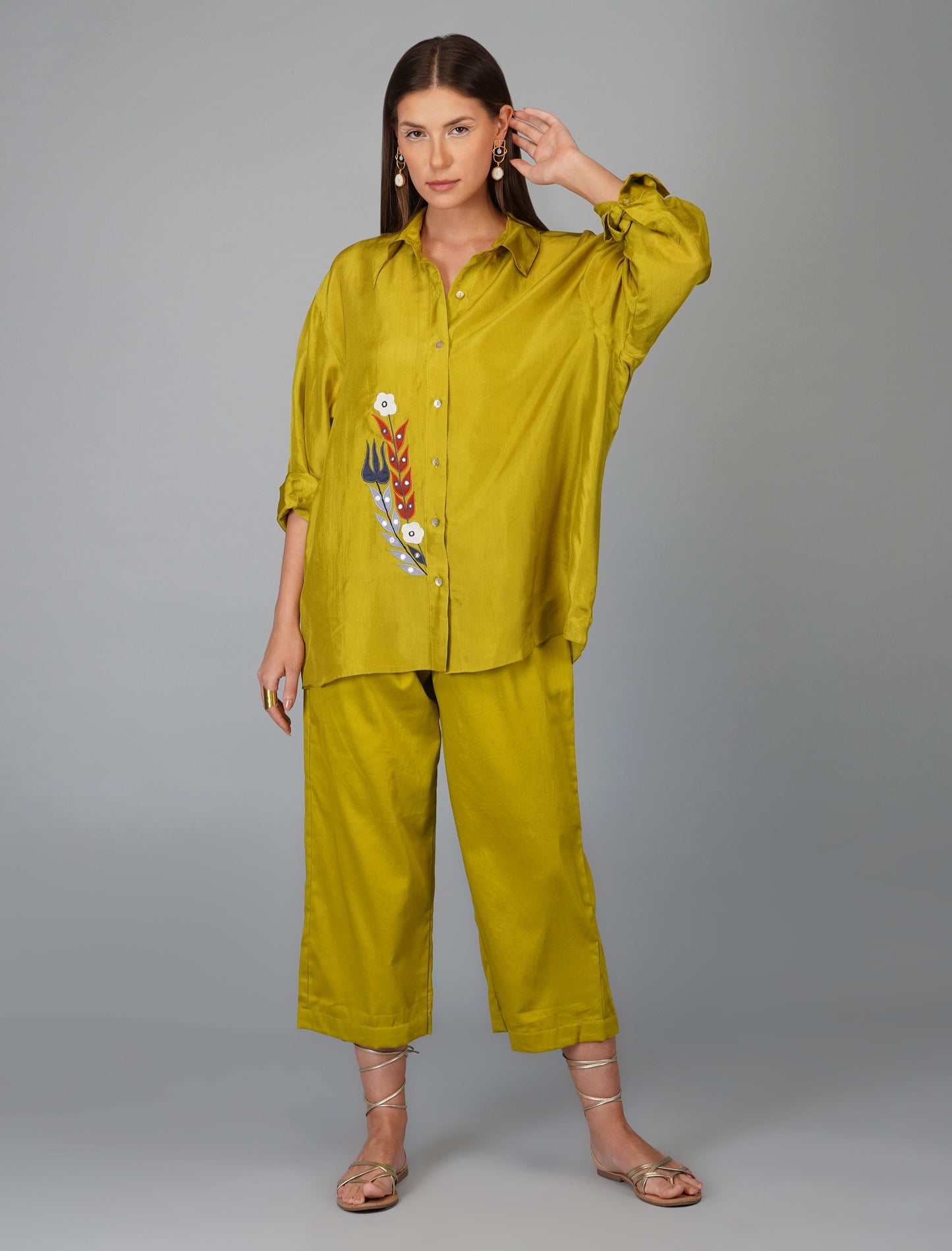 CITRUS GREEN OVERSIZED SHIRT SET