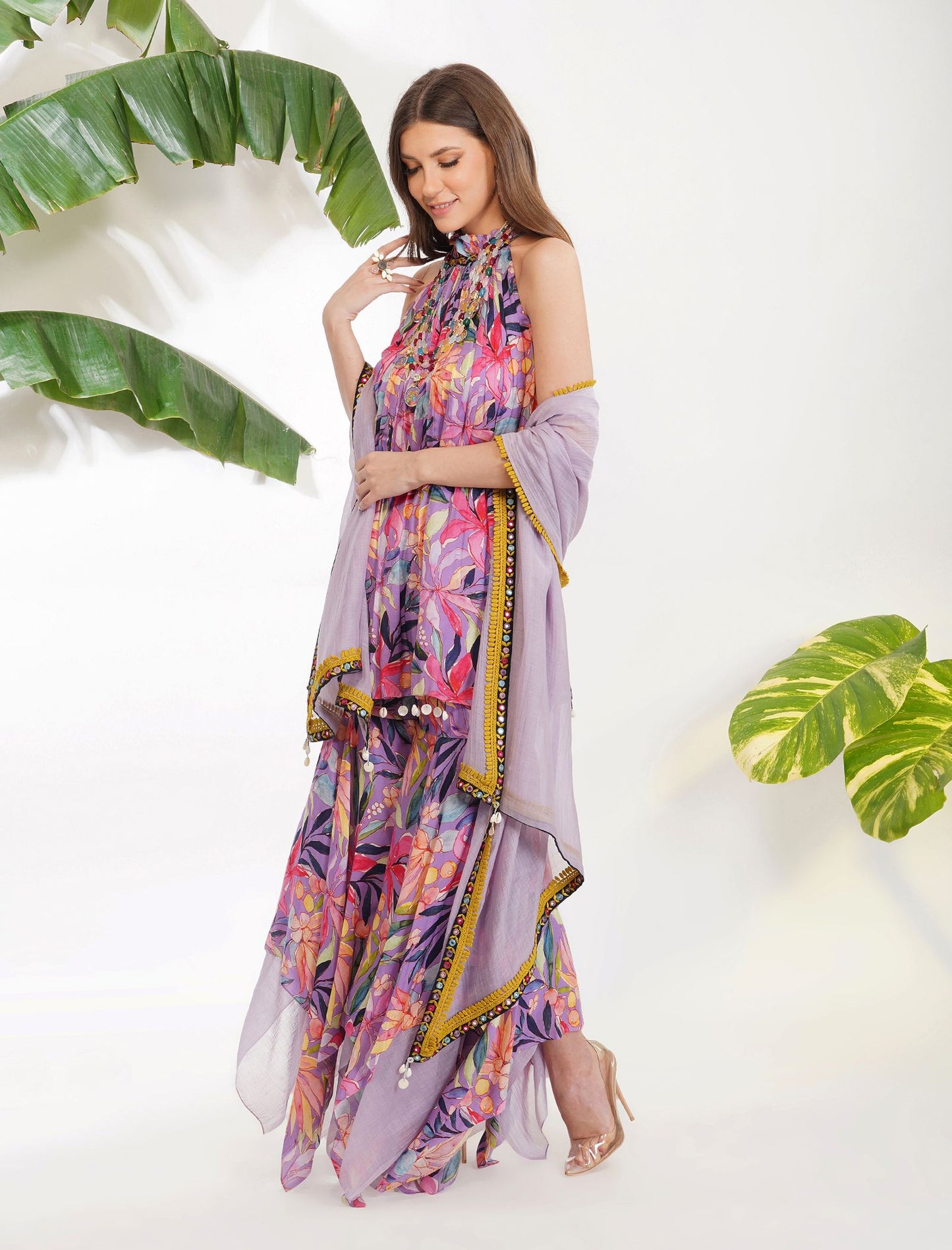 TROPICAL FLOWER PRINTED GARARA SET