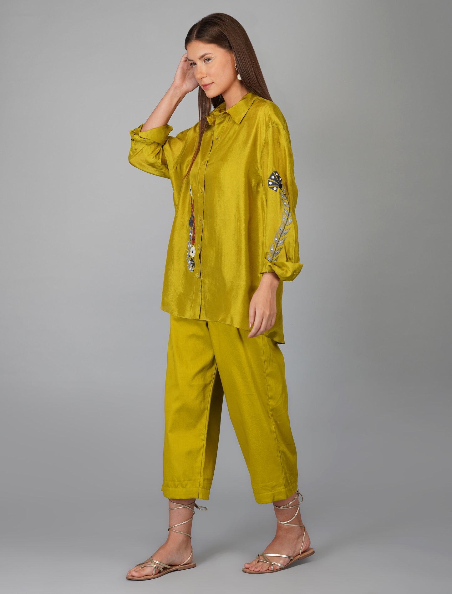 CITRUS GREEN OVERSIZED SHIRT SET