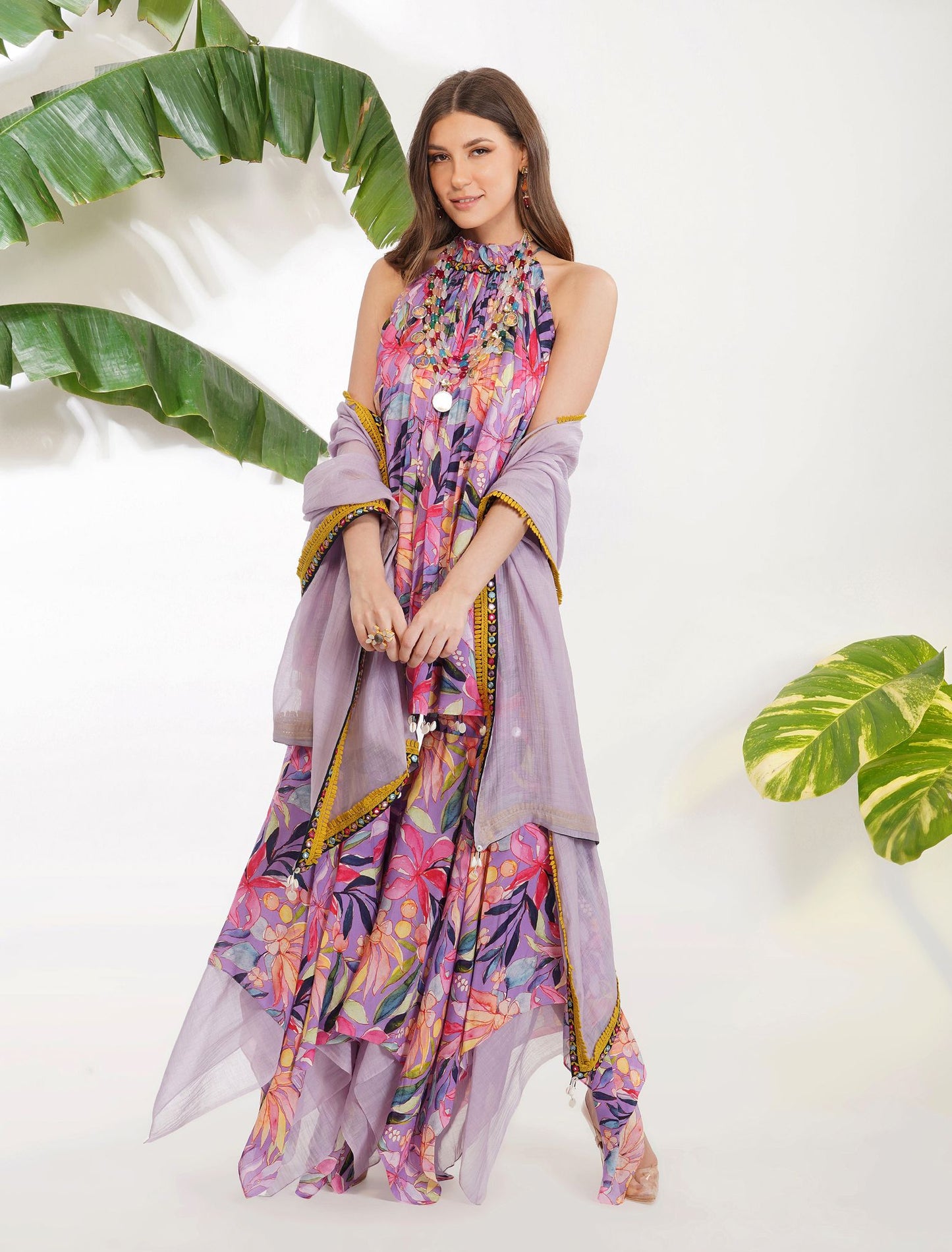 TROPICAL FLOWER PRINTED GARARA SET