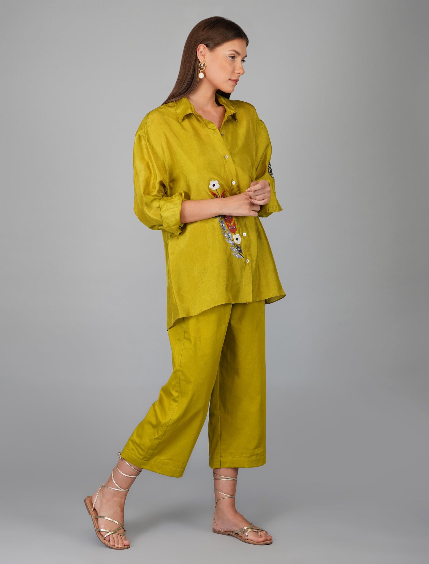 CITRUS GREEN OVERSIZED SHIRT SET