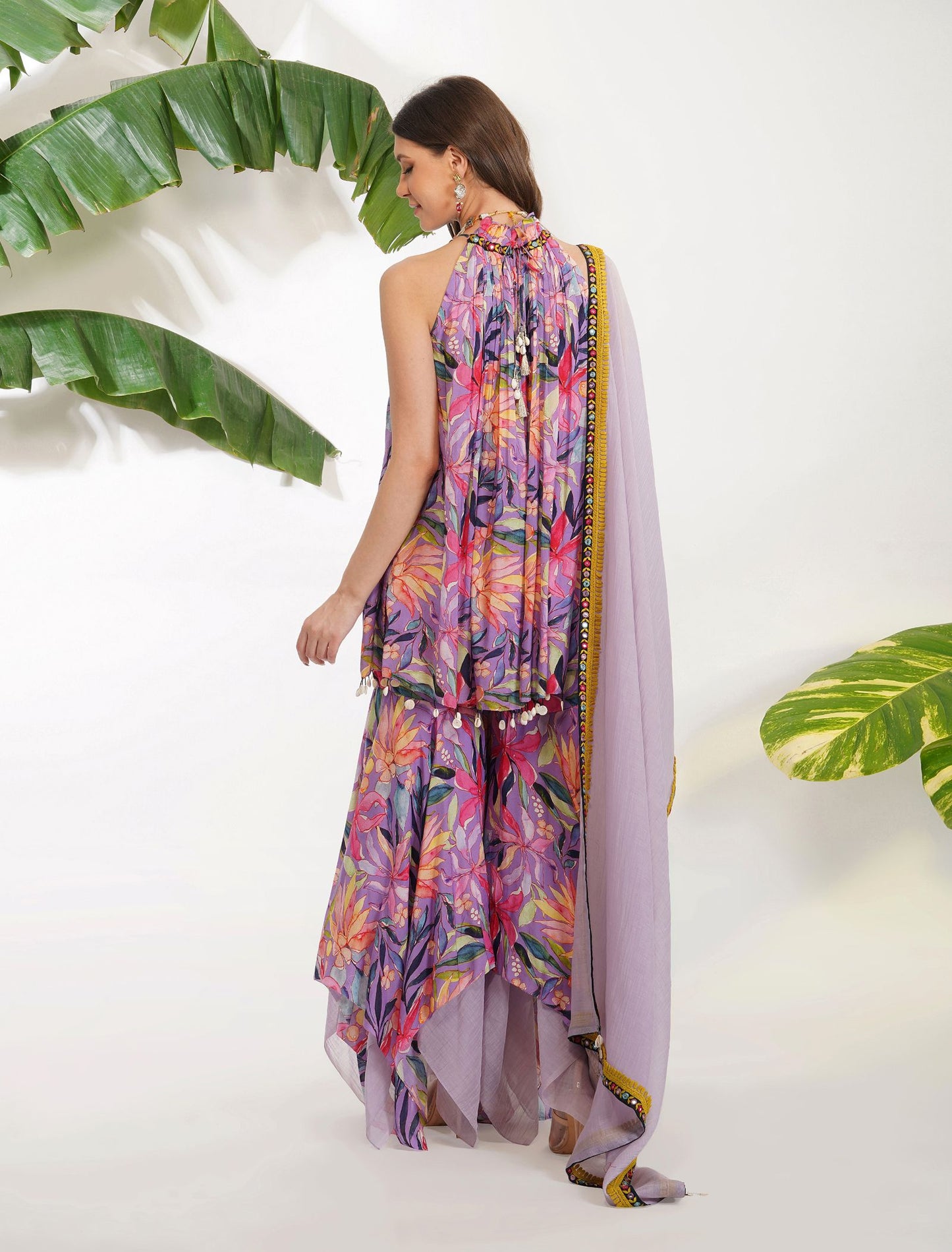 TROPICAL FLOWER PRINTED GARARA SET