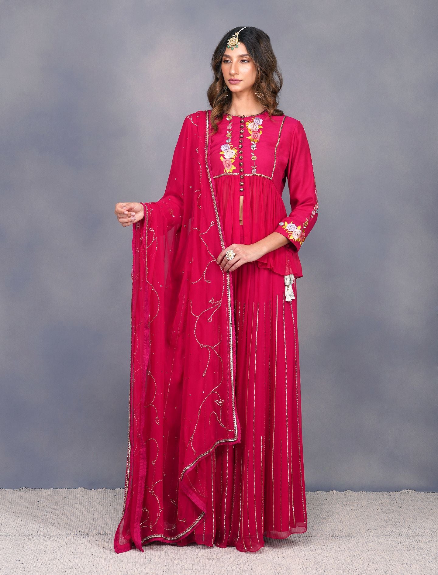 BAROQUE FLOWER SEQUIN SHARARA SET