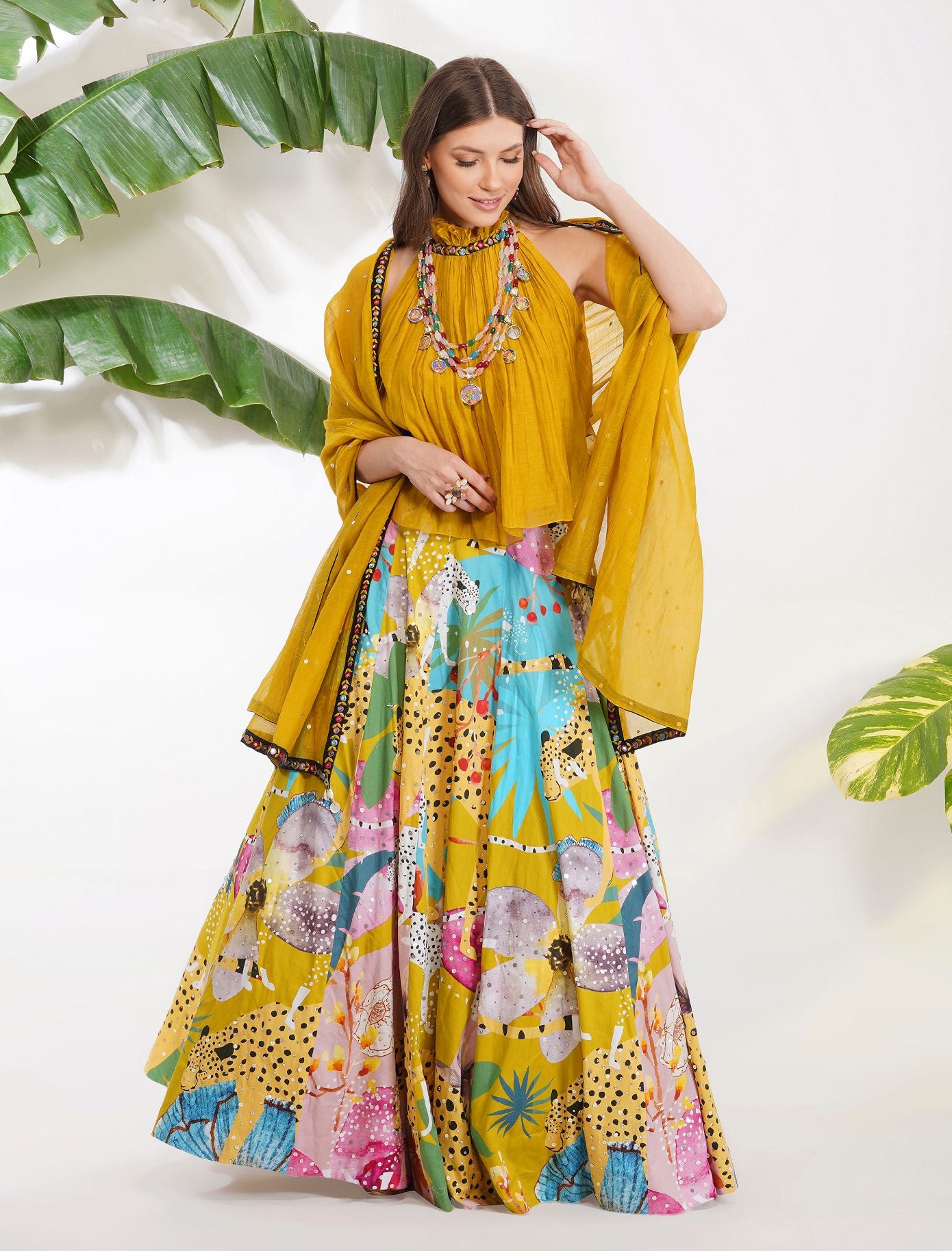 LEOPARD ABSTRACT LEHENGA SET