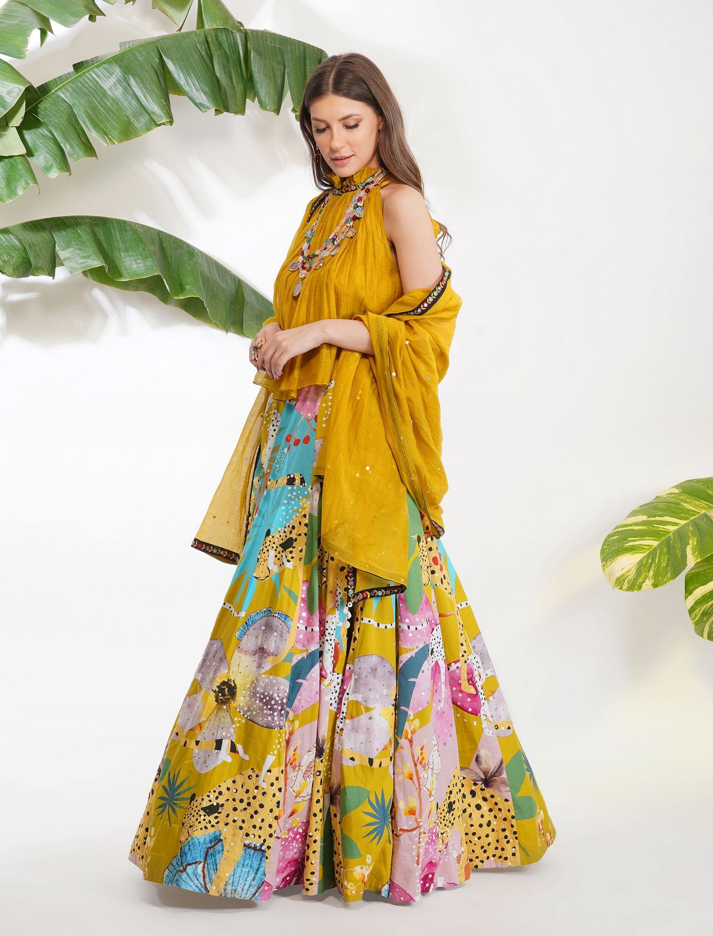 LEOPARD ABSTRACT LEHENGA SET