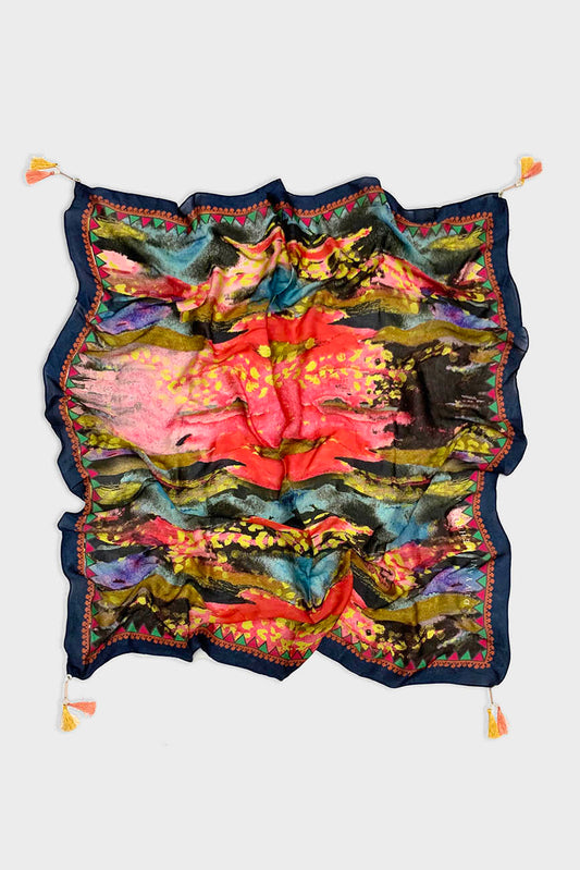 ABSTRACT PRINT SATIN SCARF
