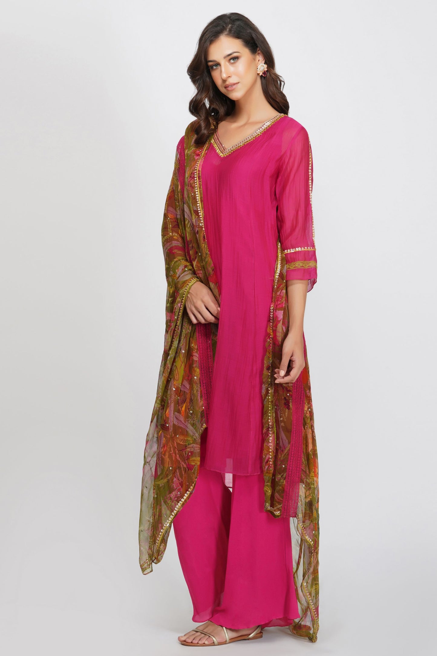 LEAF PRINT SEQUIN SUIT