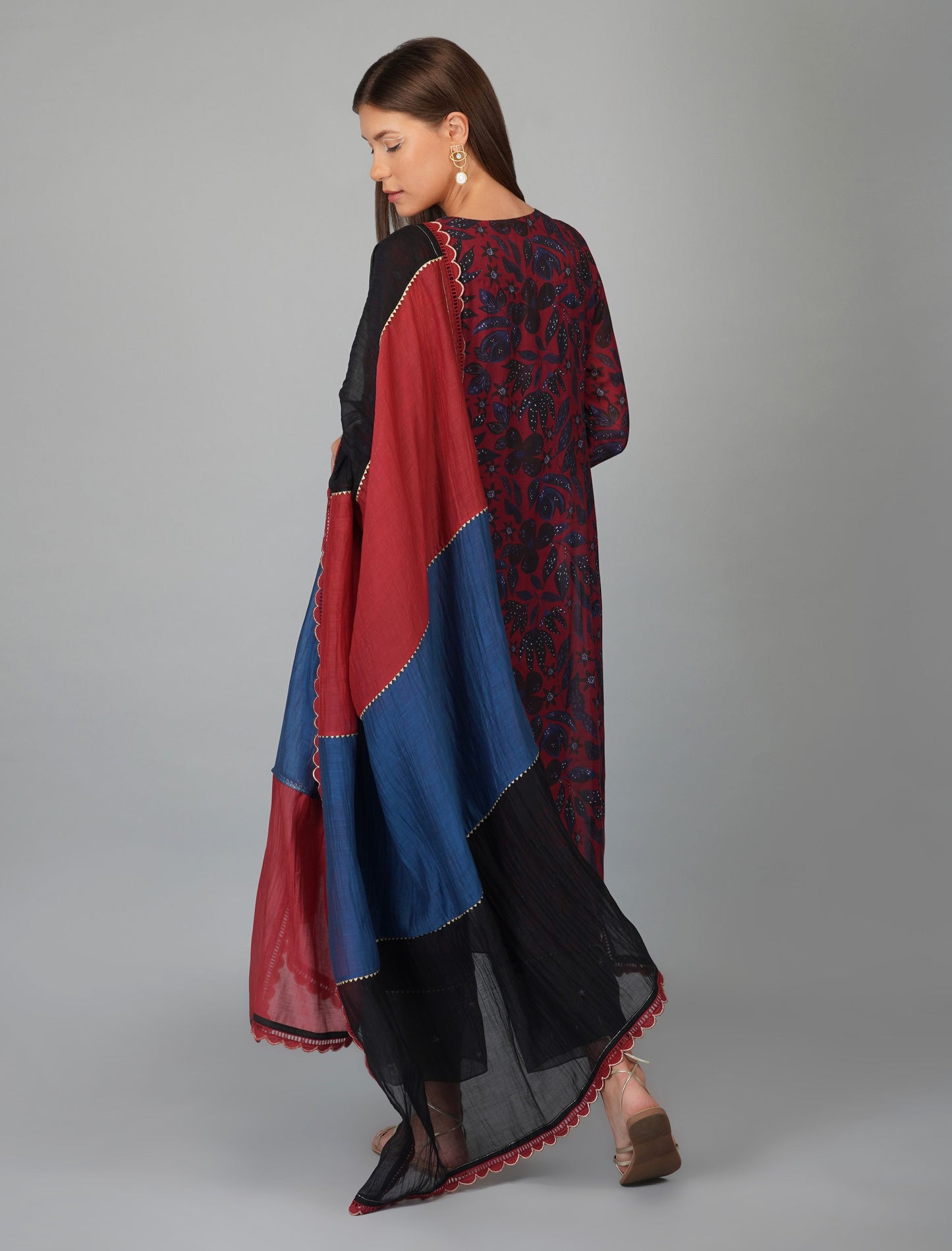FLOWER PRINT ALINE KURTA SET