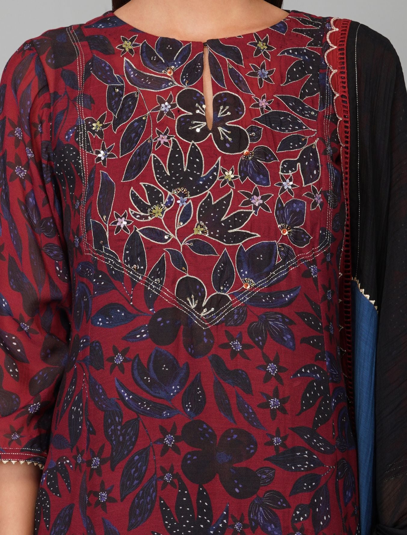 FLOWER PRINT ALINE KURTA SET