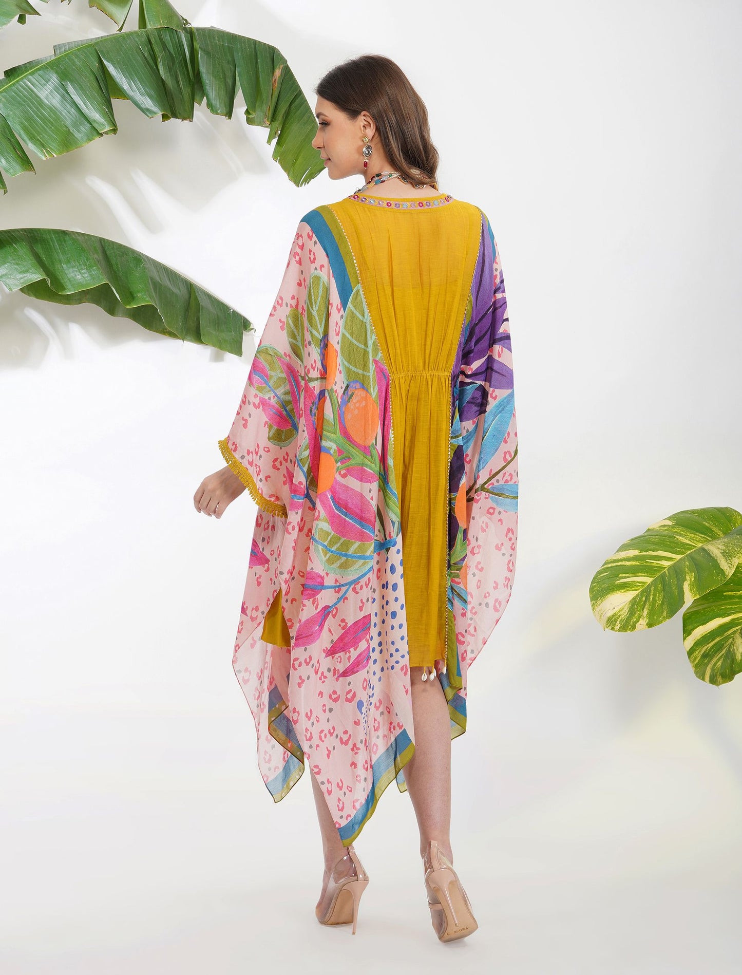 TROPICAL LEAF YELLOW KAFTAN