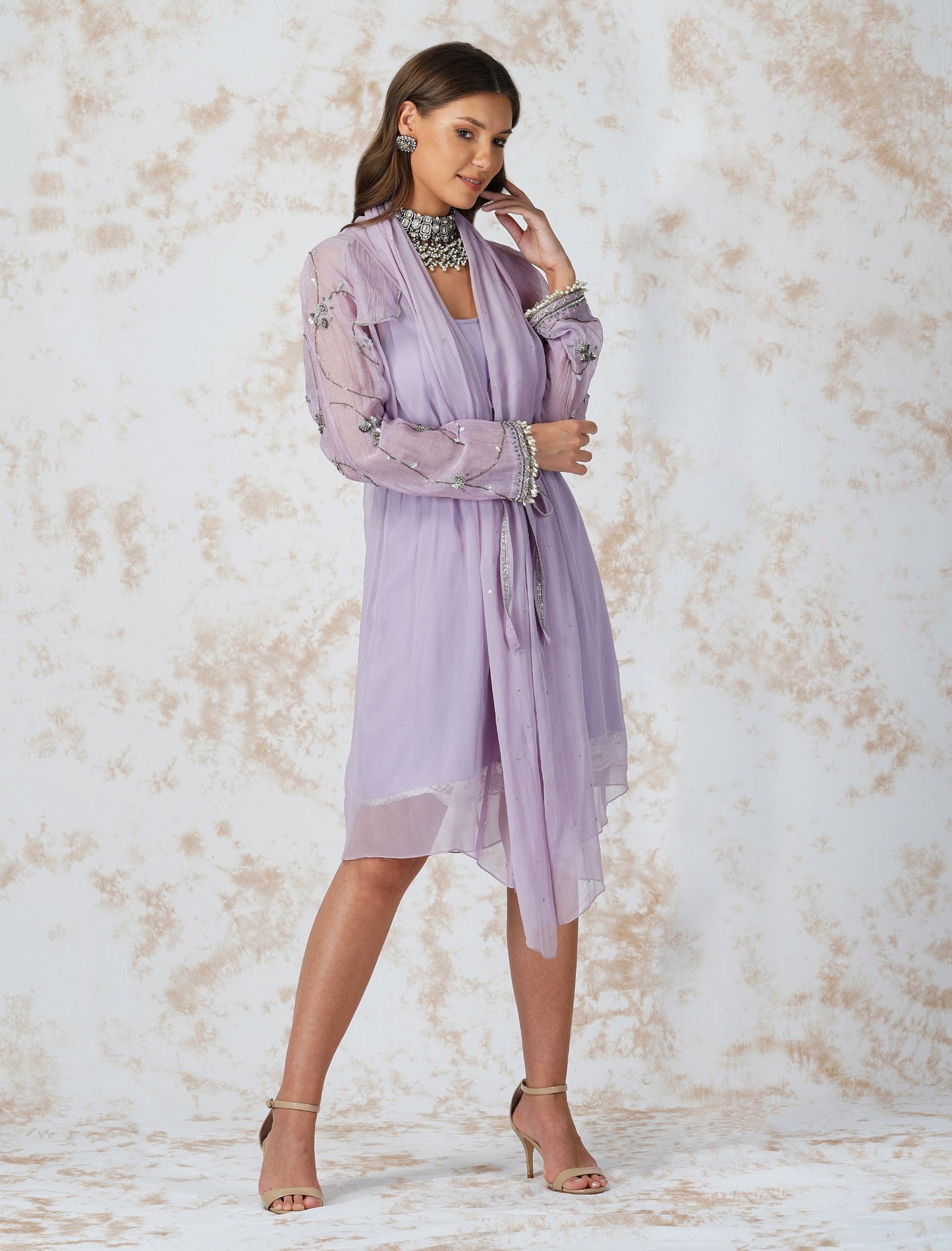 ANTIQUE WORK BELTED DRESS