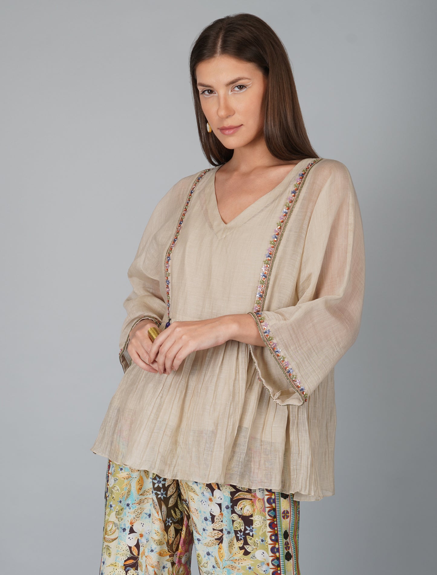 MELANGE PRINT PANTS WITH OVERSIZED TOP