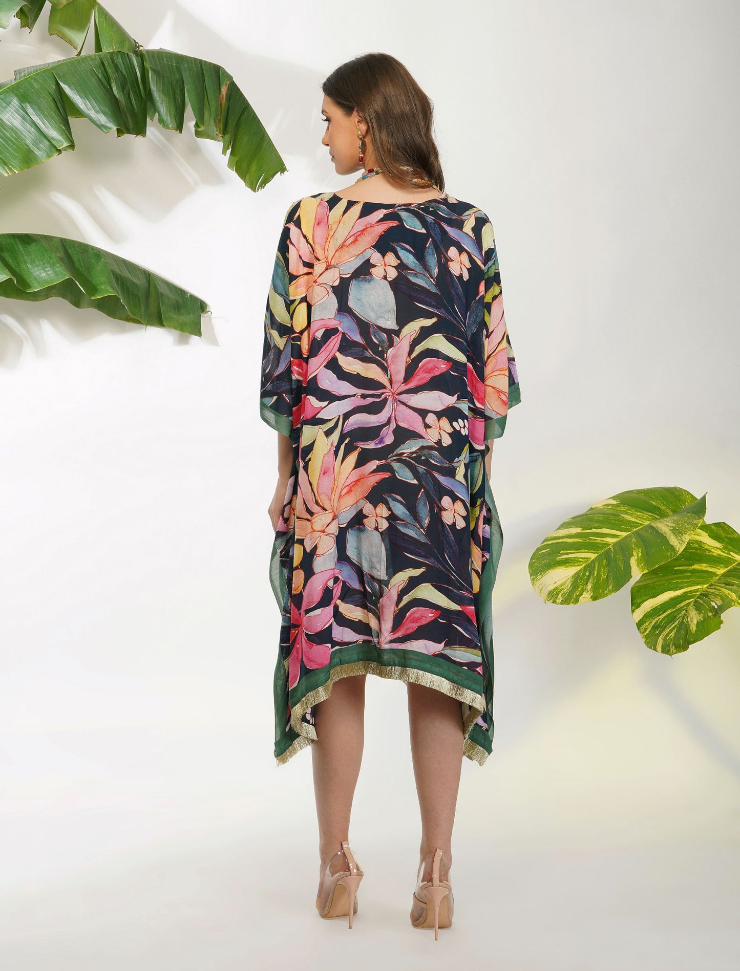 TROPICAL FLOWER PRINTED KAFTAN SET