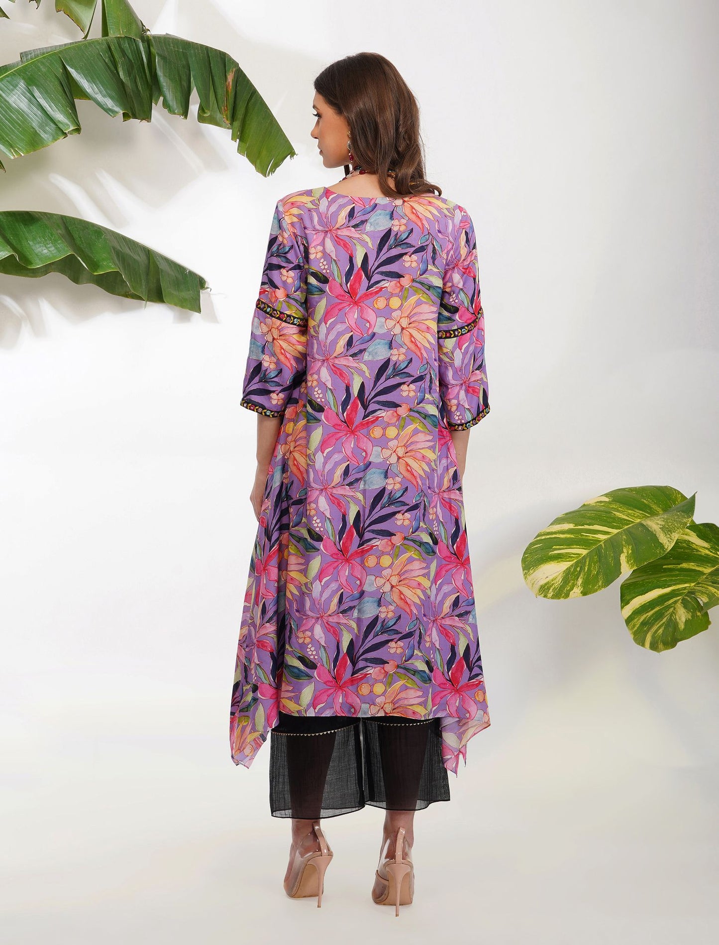 TROPICAL FLOWER PRINTED TUNIC SET