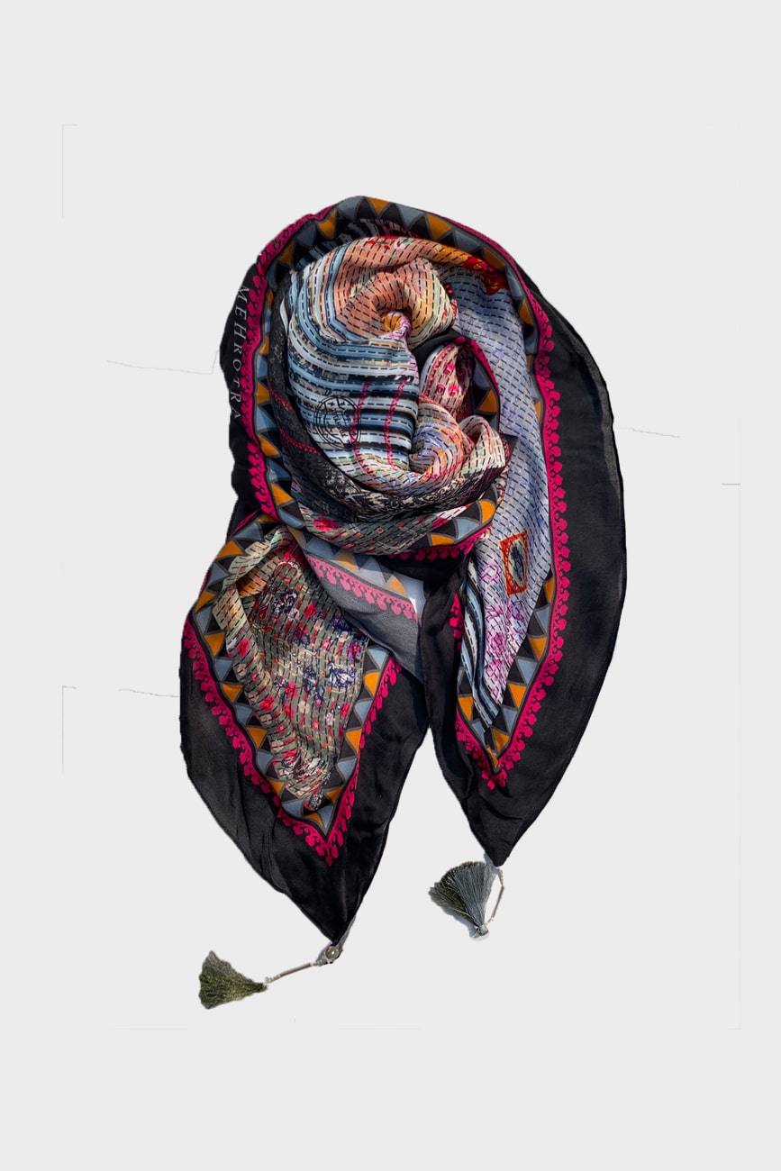 COLLAGE SATIN SCARF