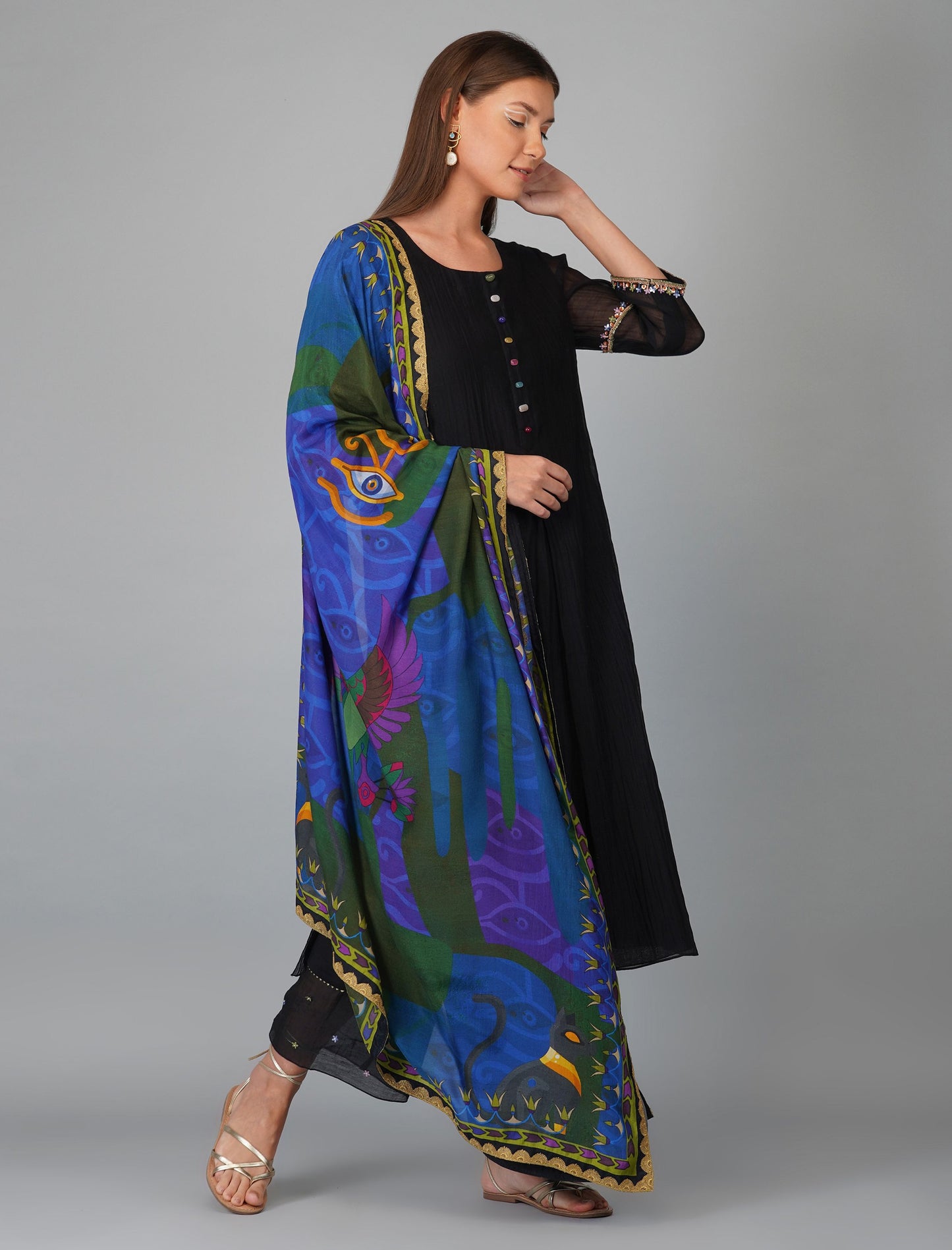 EGYPTIAN PRINT DUPATTA AND KURTA SET