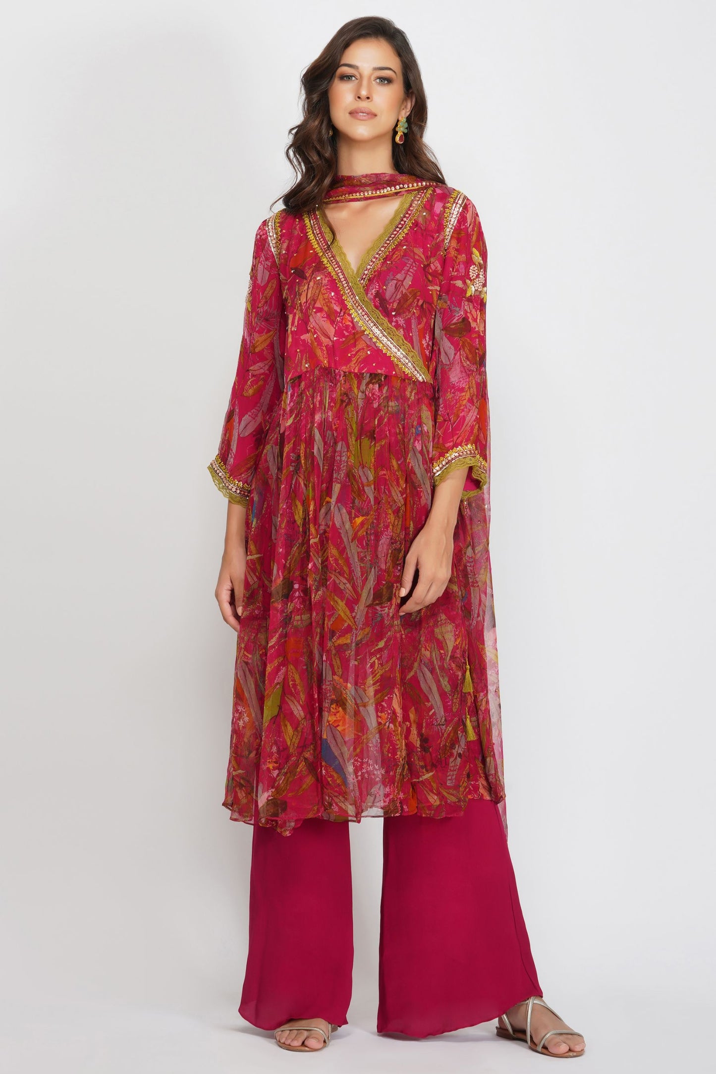 LEAF PRINT SEQUIN ANGRAKHA SET