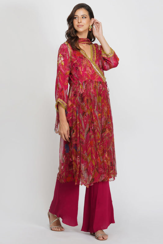 LEAF PRINT SEQUIN ANGRAKHA SET