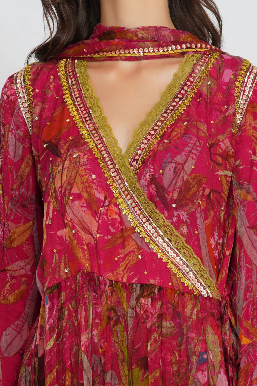 LEAF PRINT SEQUIN ANGRAKHA SET