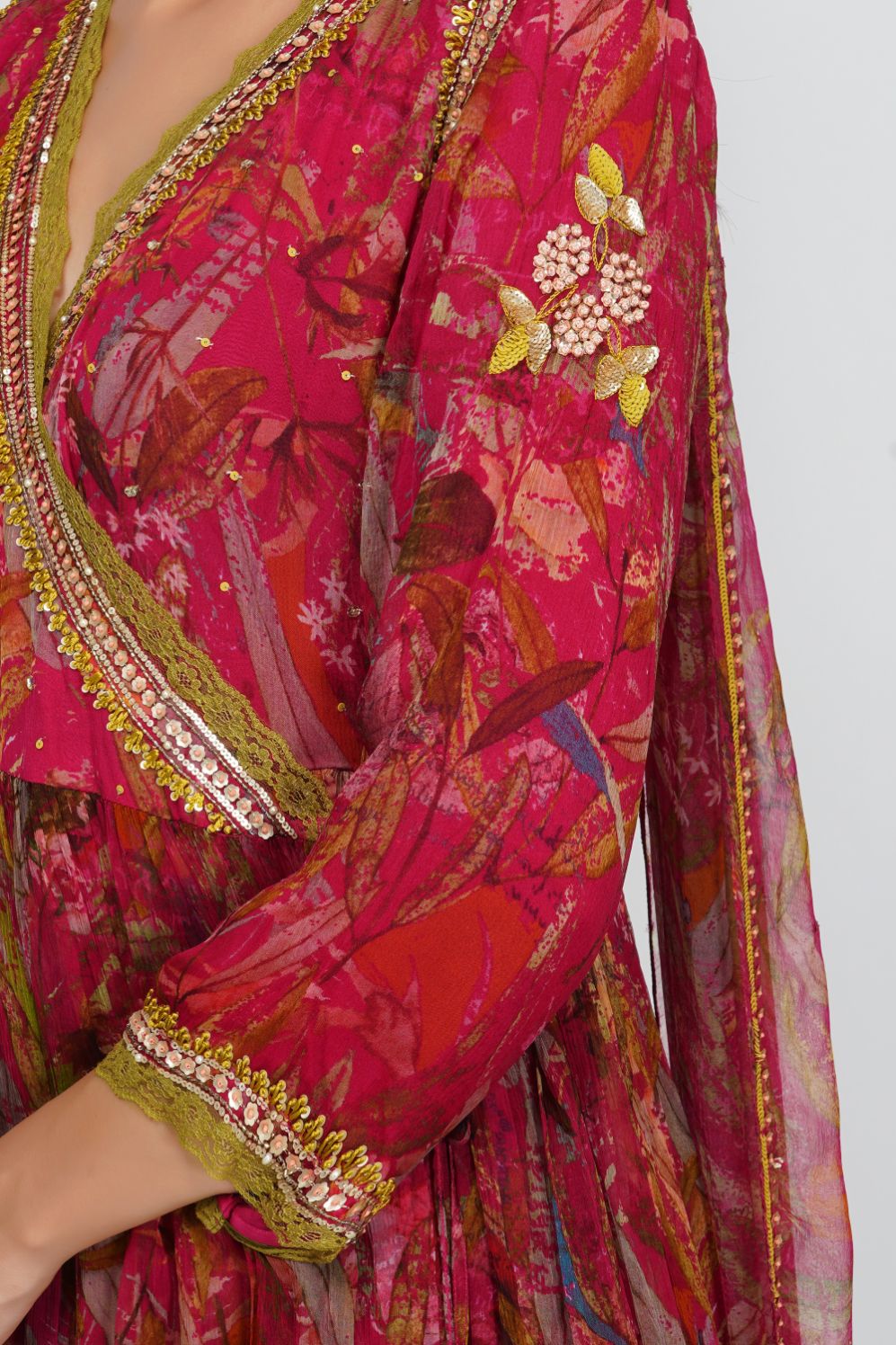 LEAF PRINT SEQUIN ANGRAKHA SET