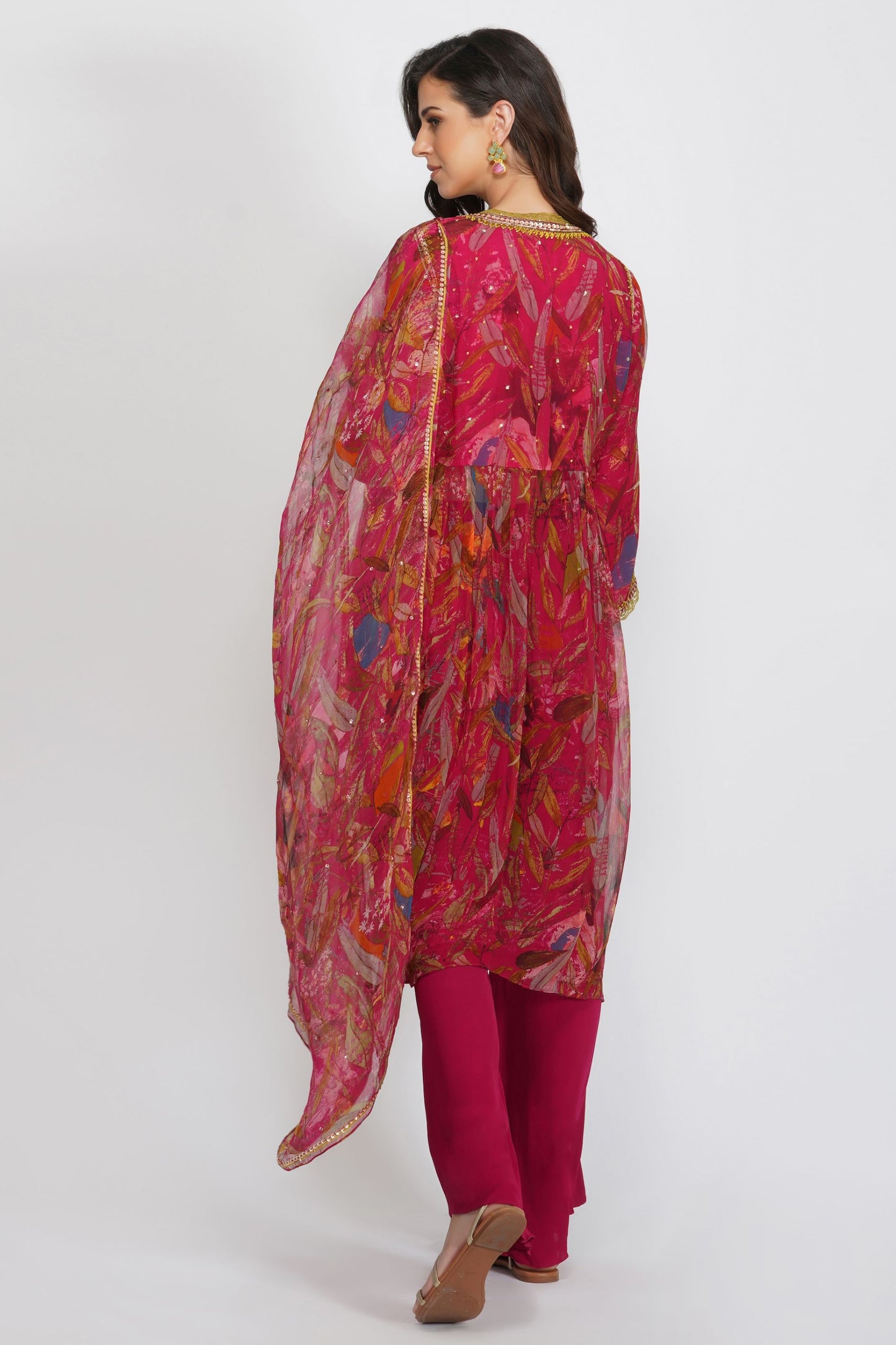 LEAF PRINT SEQUIN ANGRAKHA SET