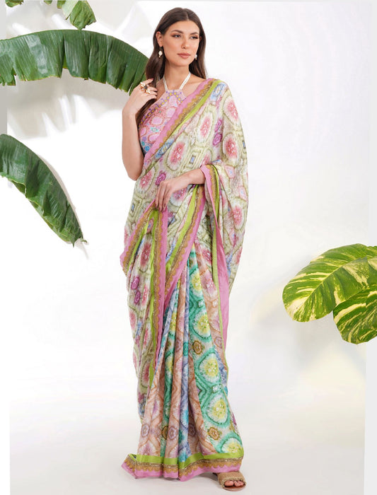 TIE- DYE PRINTED SAREE