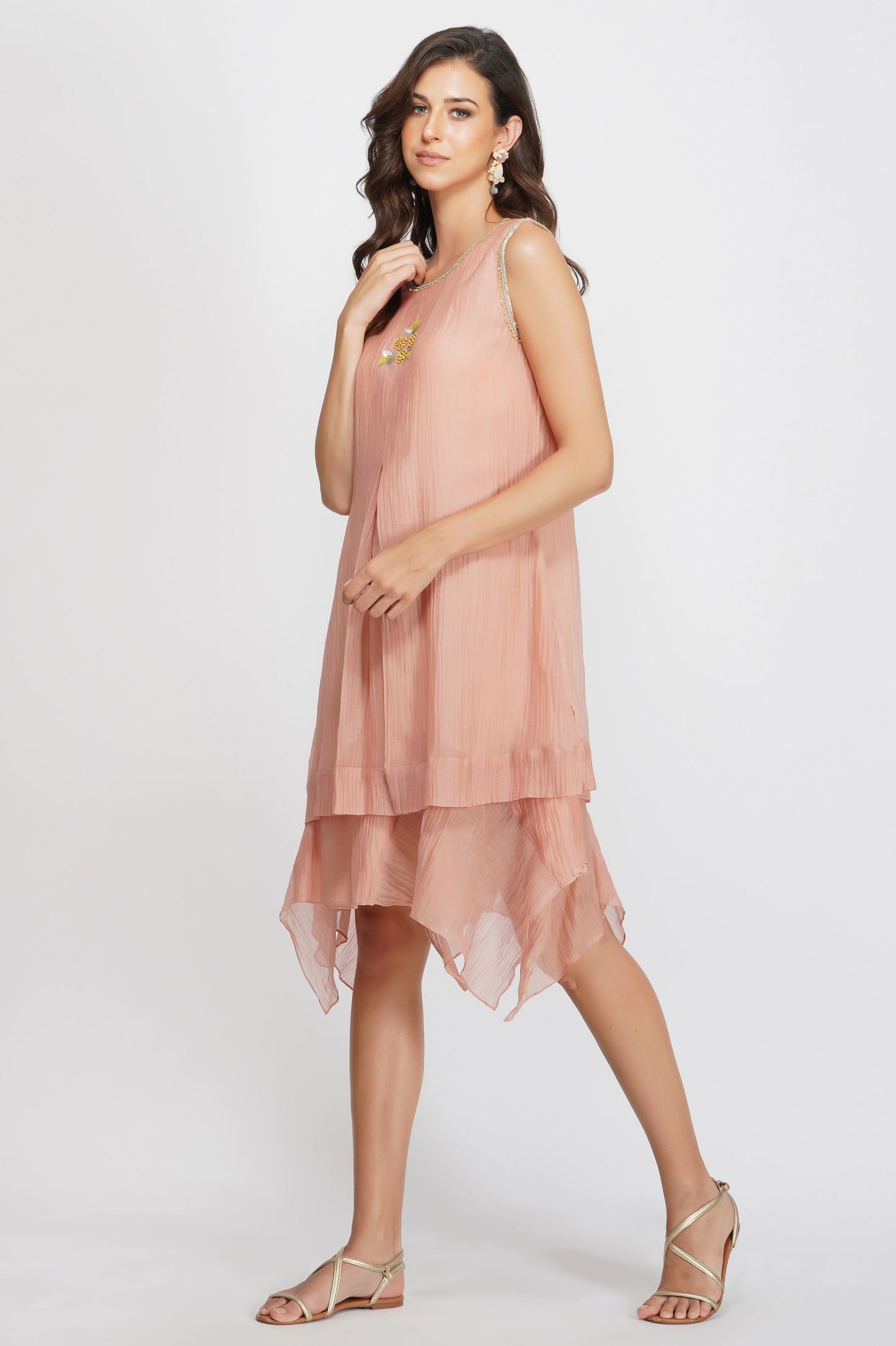 SEQUIN FLOWER ASYMMETRICAL TUNIC SET