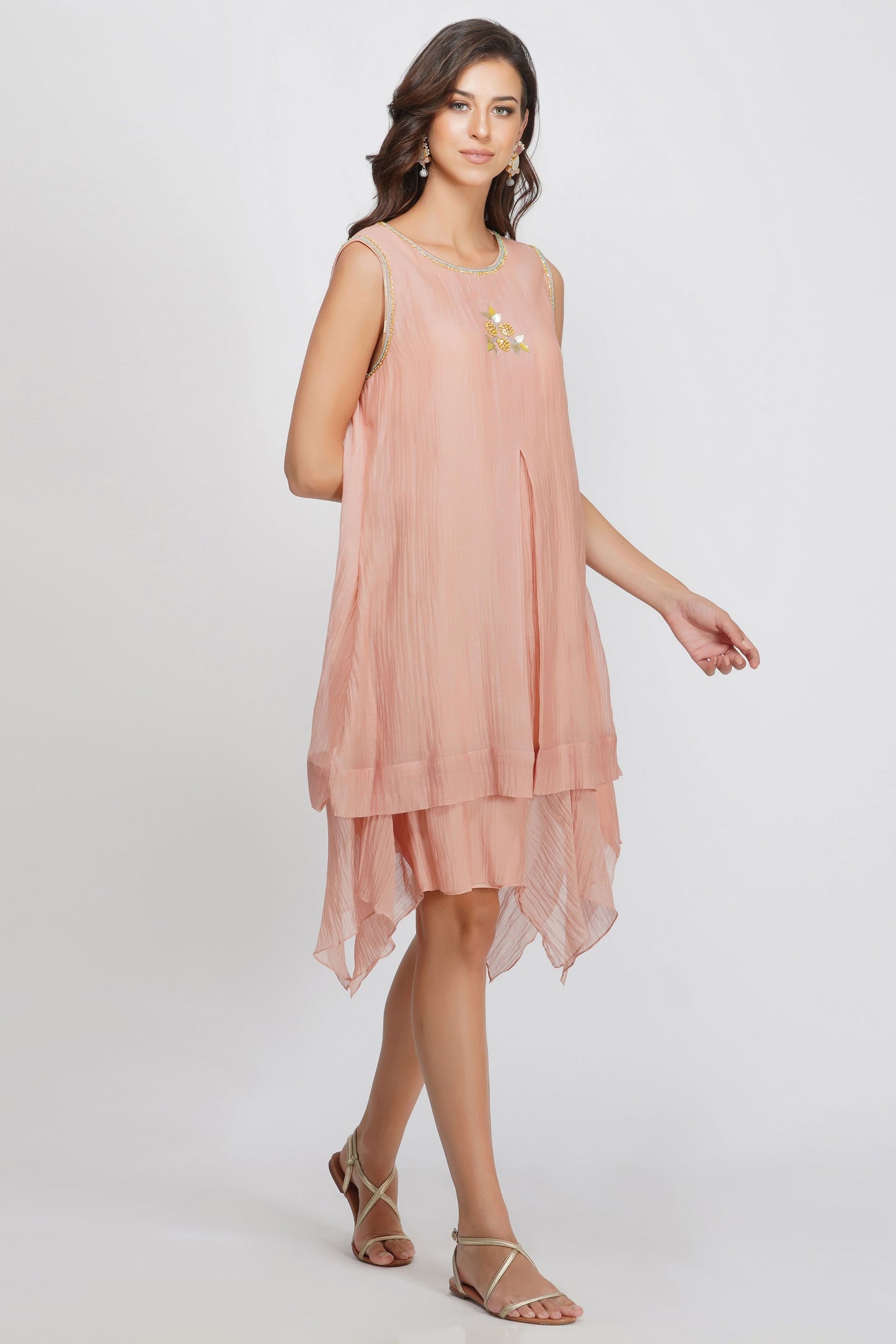 SEQUIN FLOWER ASYMMETRICAL DRESS