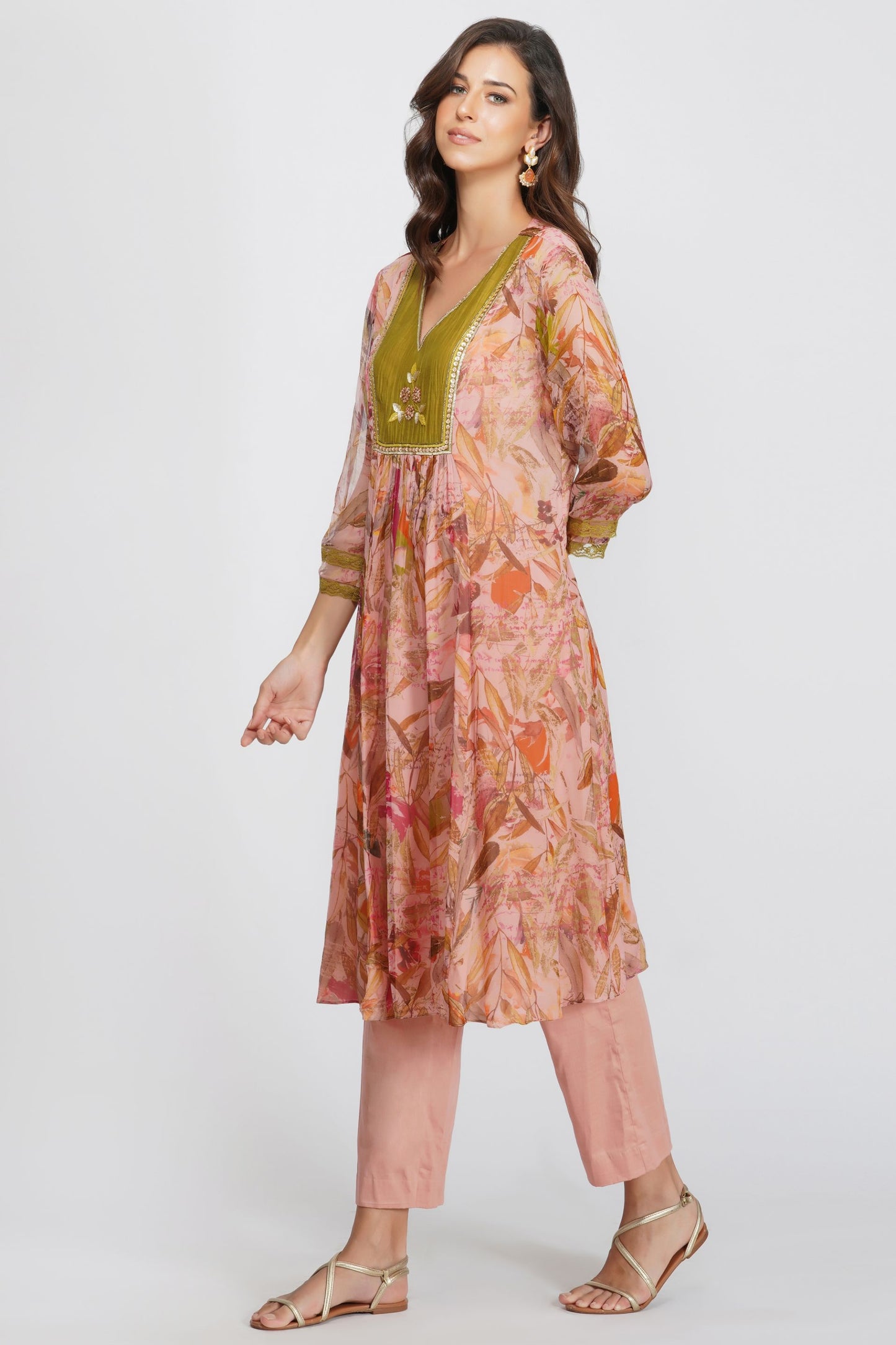 SEQUIN FLOWER PANELLED TUNIC SET