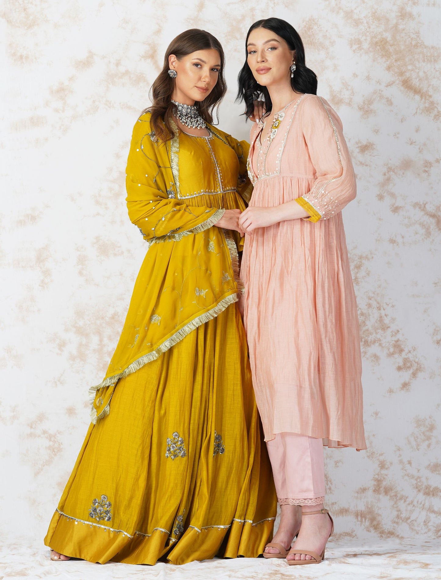 ANTIQUE WORK MUSTARD LEHENGA SET