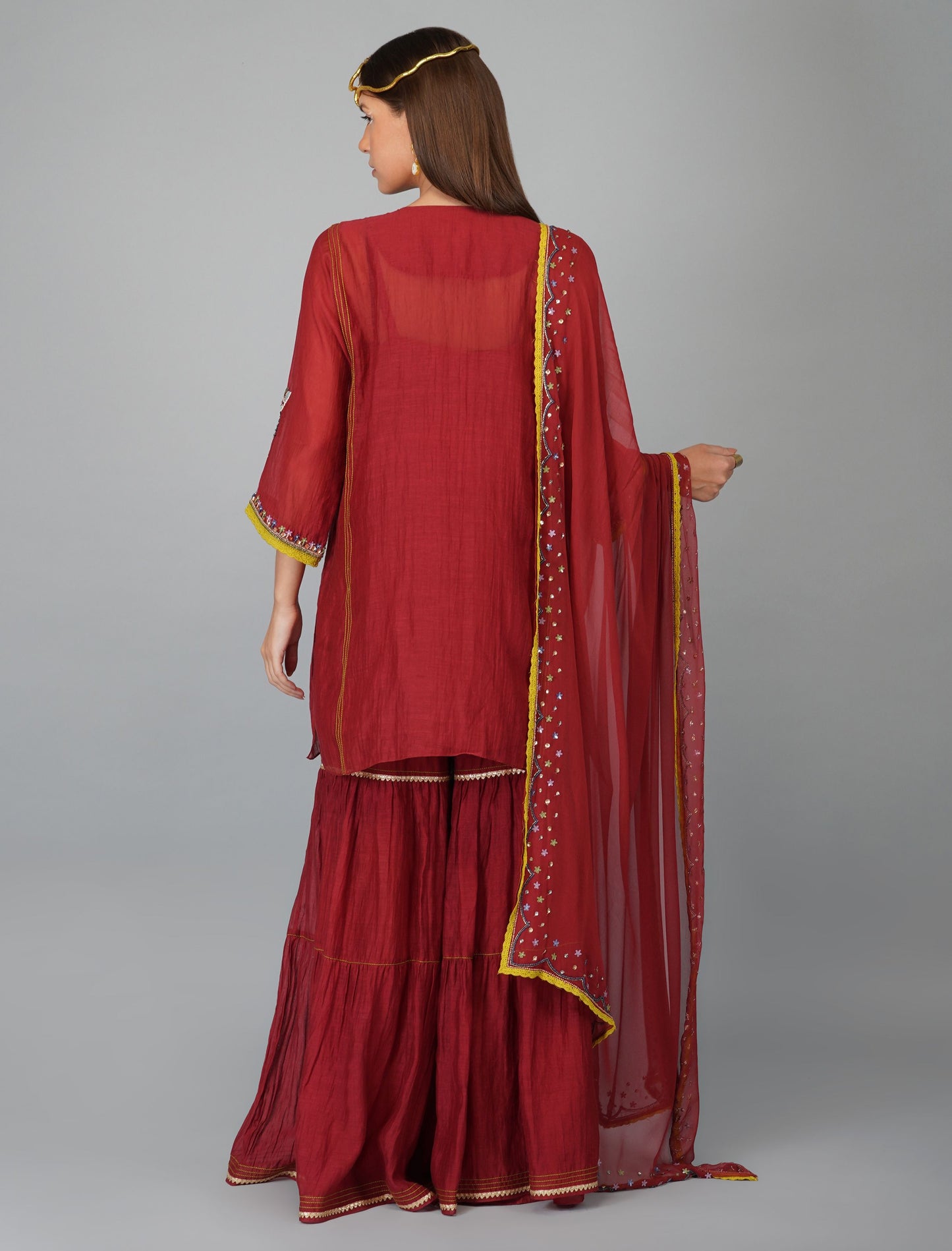 FLOWER SEQUIN GARNET GARARA SET