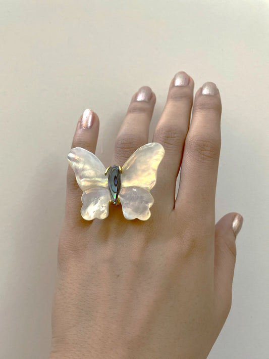 Mother of Pearl Butterfly Ring